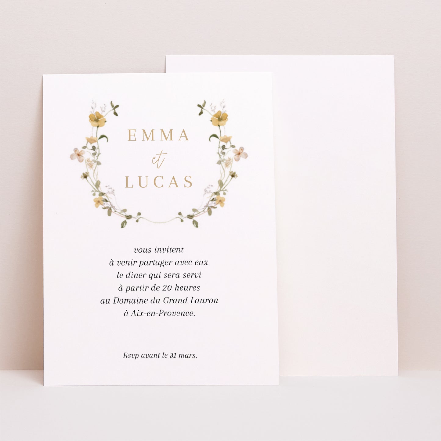 Invitations Mariage Portrait Fleurs sauvages II photo N° 1