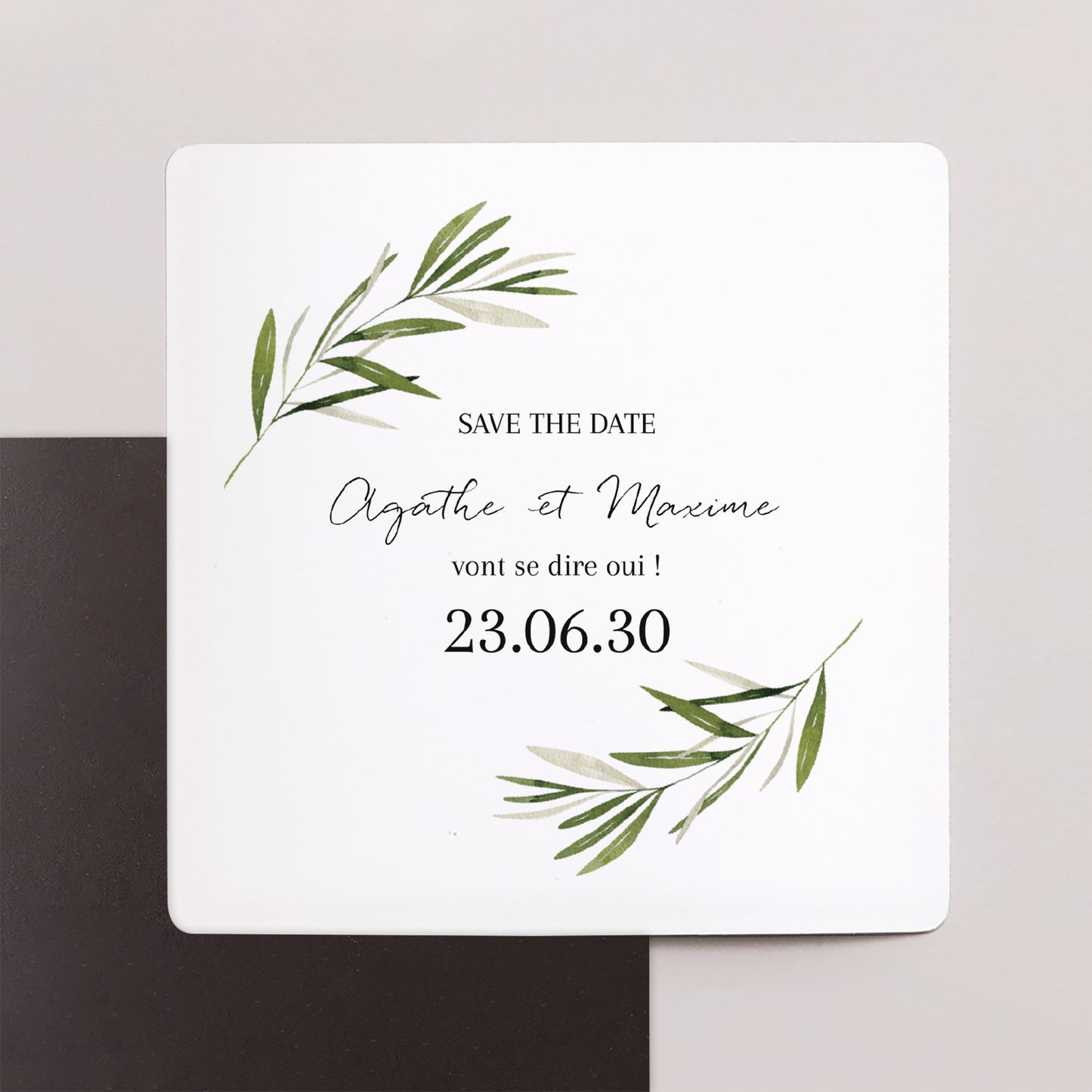 Save the date Mariage Lot de 9, magnétique branche d'olivier III photo N° 1