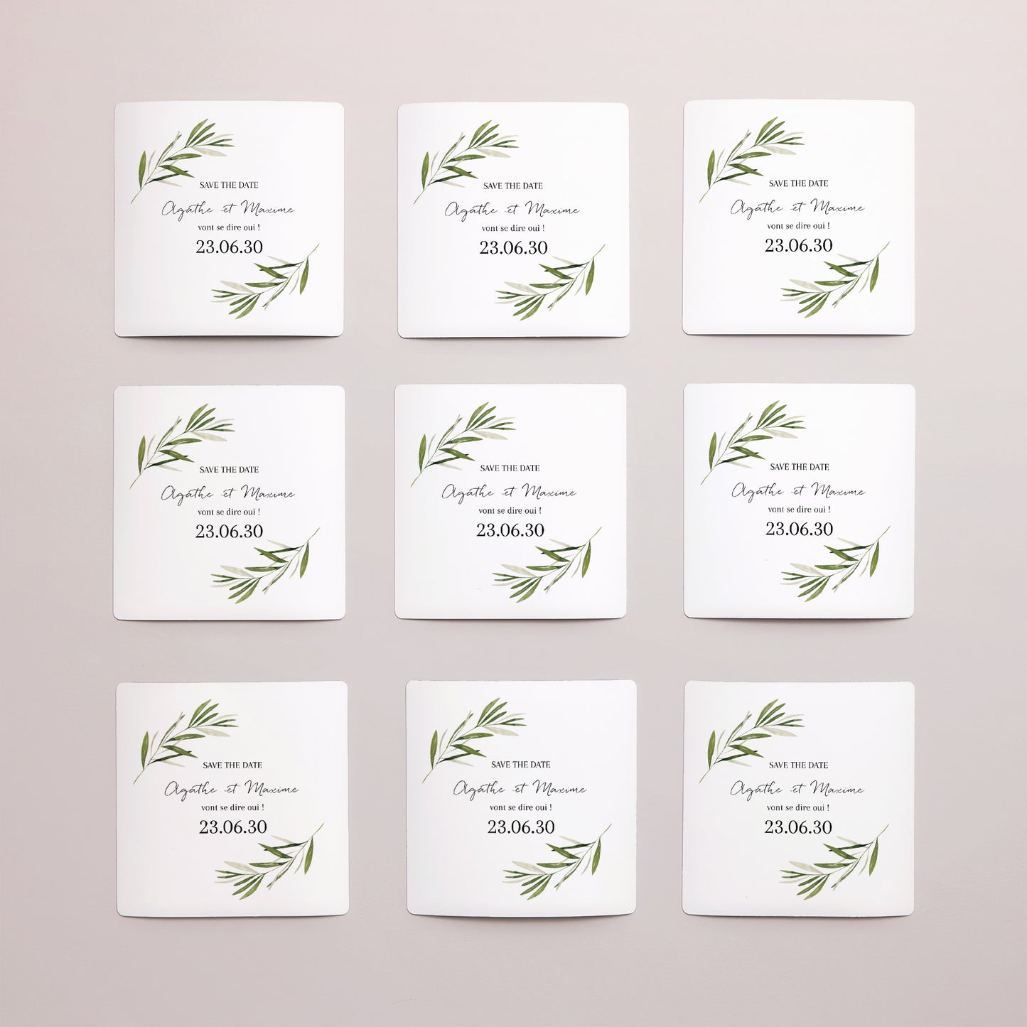 Save the date Mariage Lot de 9, magnétique branche d'olivier III photo N° 3