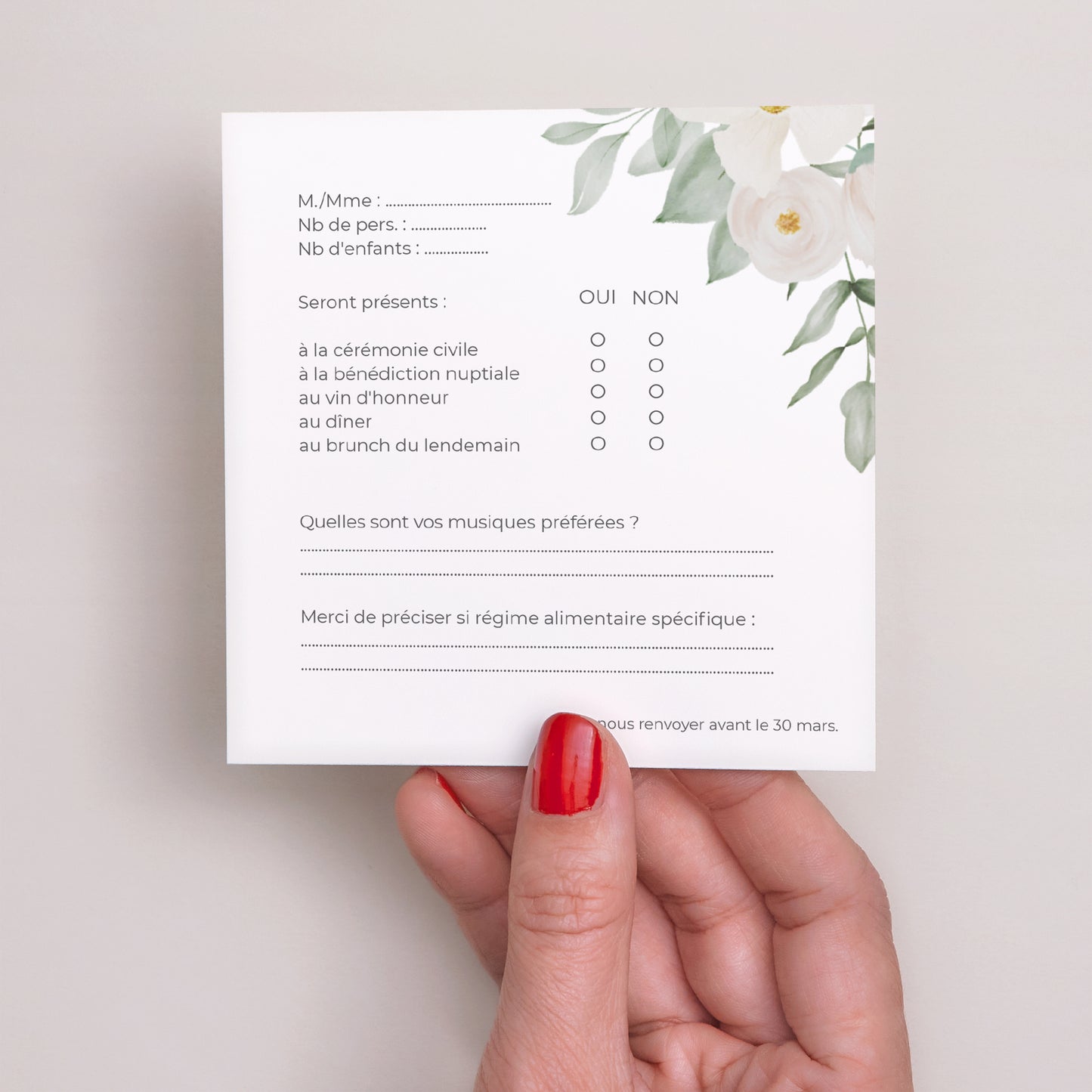 Carton réponse Mariage Carré Romance II photo N° 3