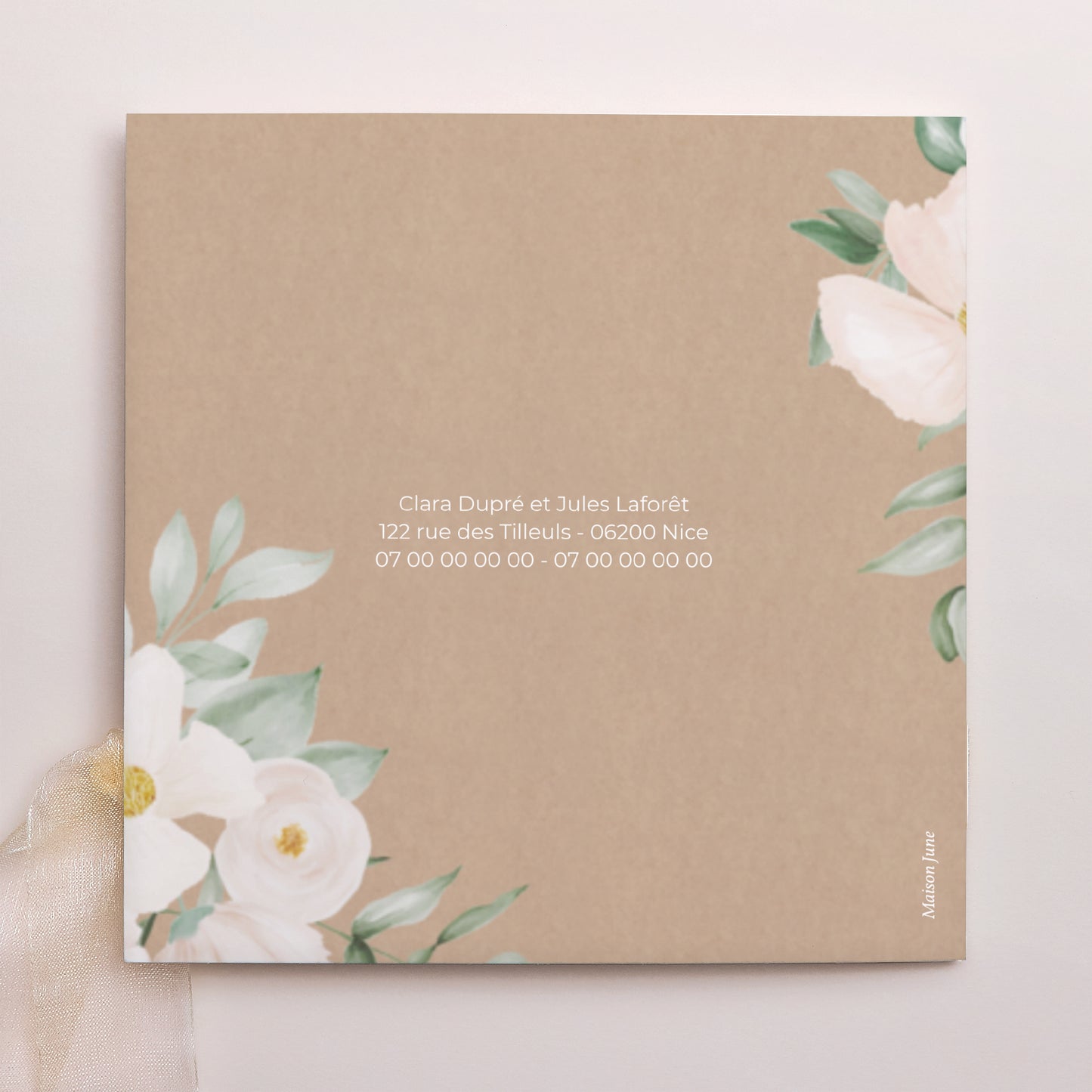 Faire-part Mariage Pochette carrée, 3 cartes, étiquette Romance II photo N° 4