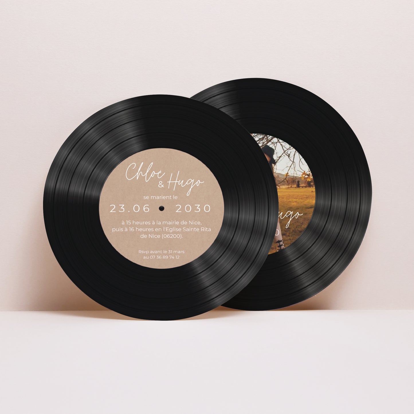 Faire-part Mariage Pochette disque fleurs pop II photo N° 4