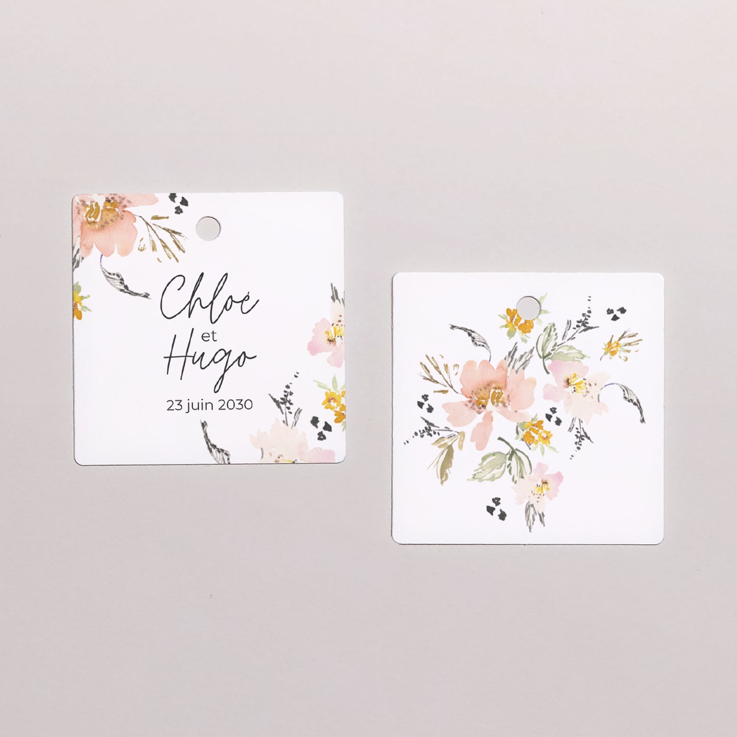 Etiquette perforée Mariage Carrée fleurs pop II photo N° 1