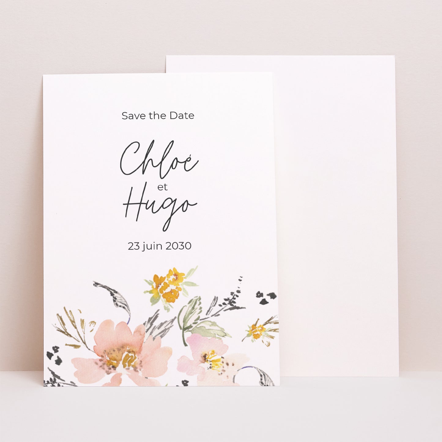Save the date Mariage Portrait fleurs pop II photo N° 1