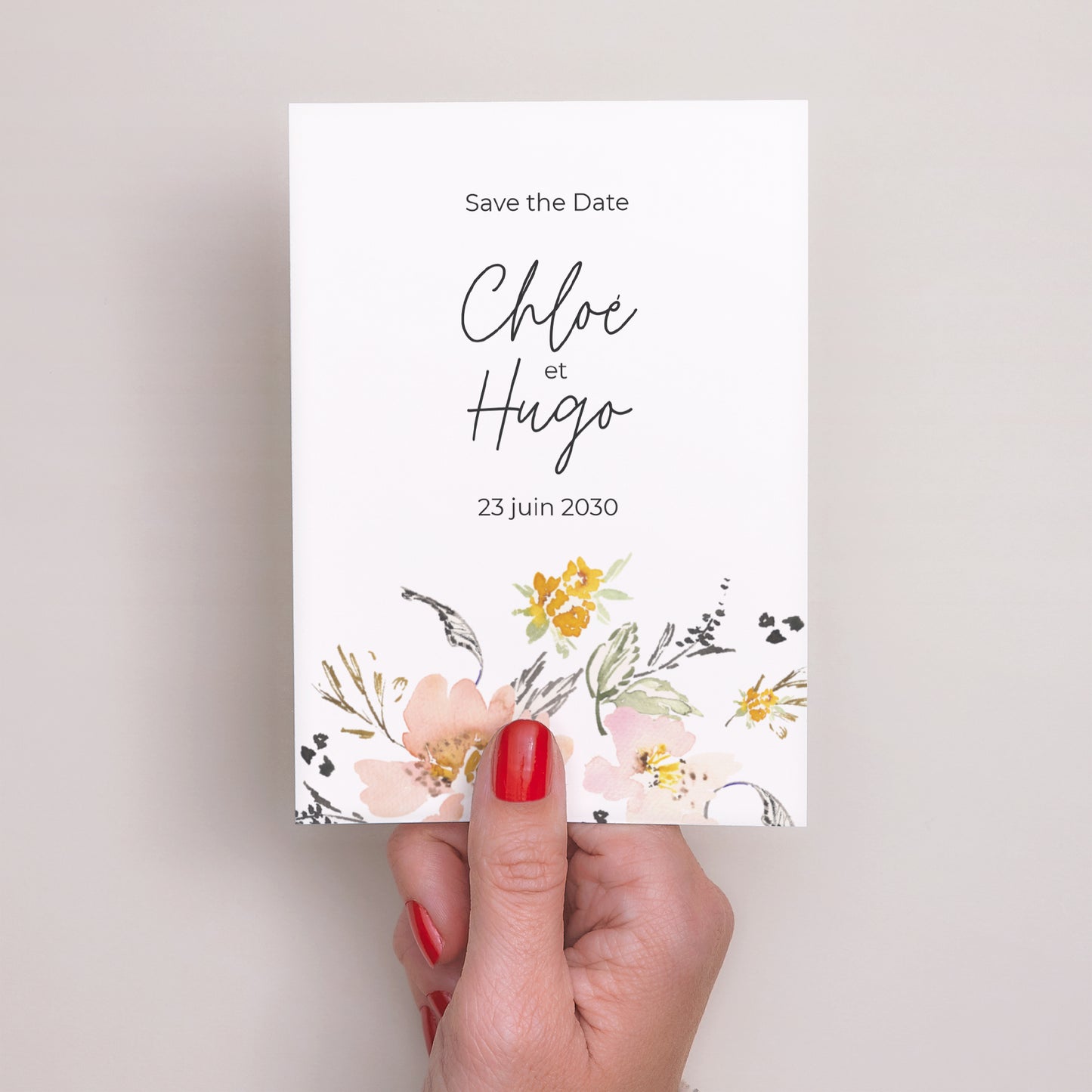 Save the date Mariage Portrait fleurs pop II photo N° 2