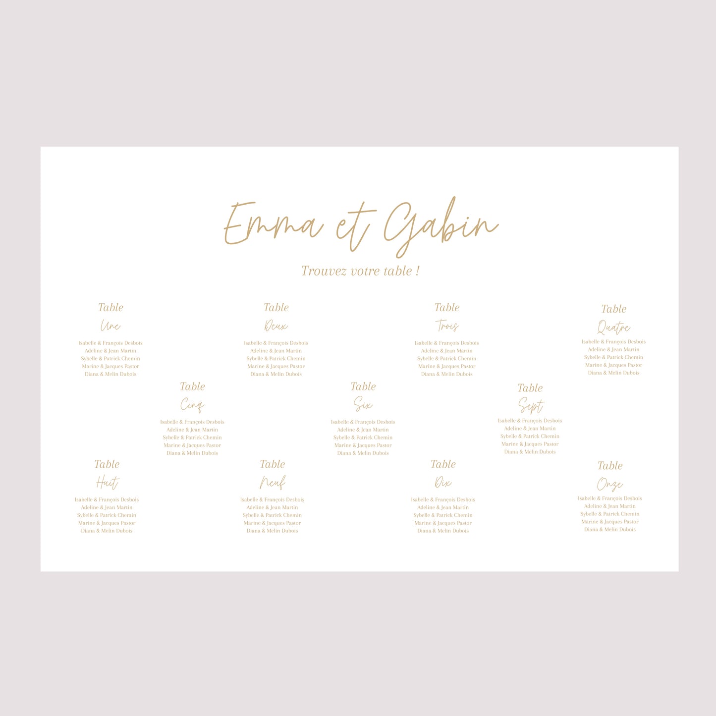 Plan de table Mariage Paysage 90 x 60 cm Shakespeare photo N° 2