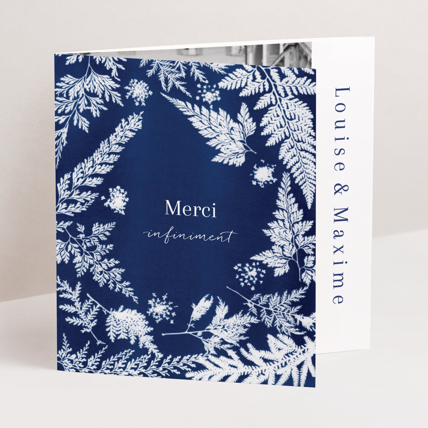 Remerciements Mariage Triptyque asymétrique cyanotype photo N° 1