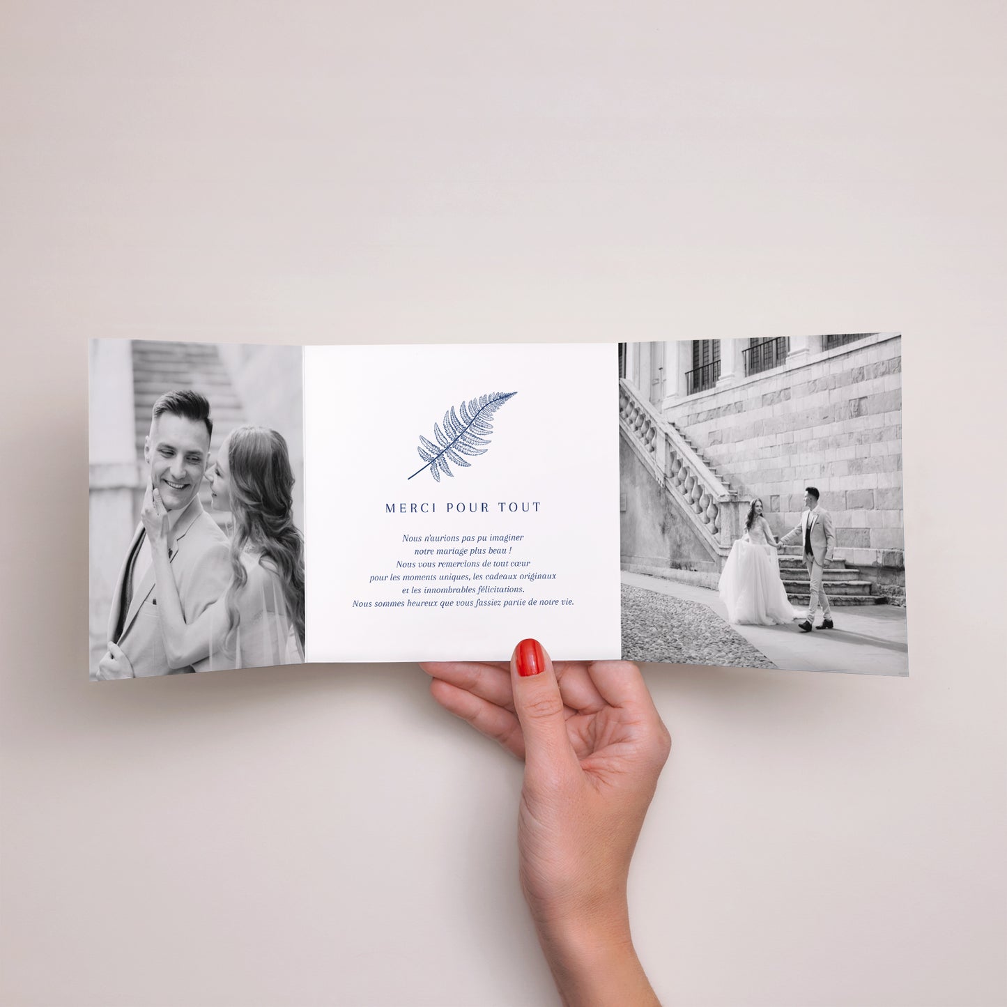 Remerciements Mariage Triptyque asymétrique cyanotype photo N° 2