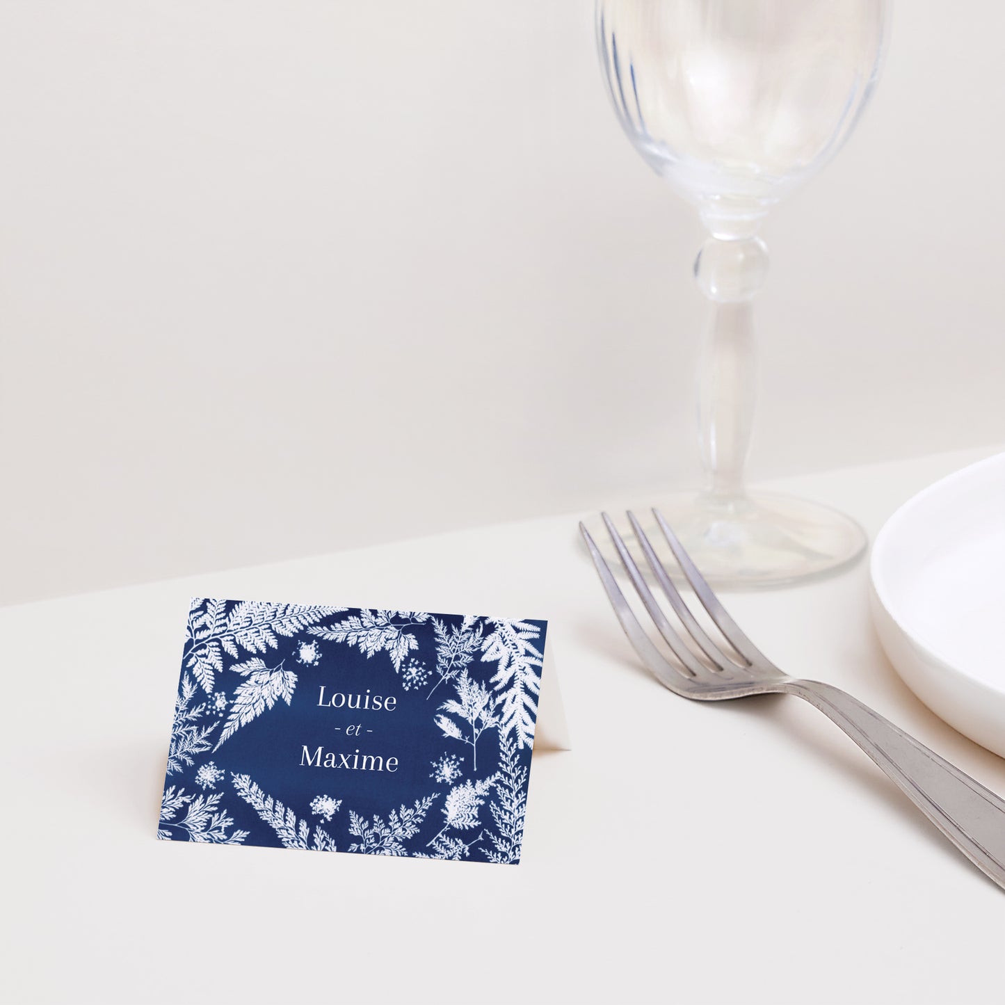 Marque-place Mariage 2 volets Cyanotype photo N° 2