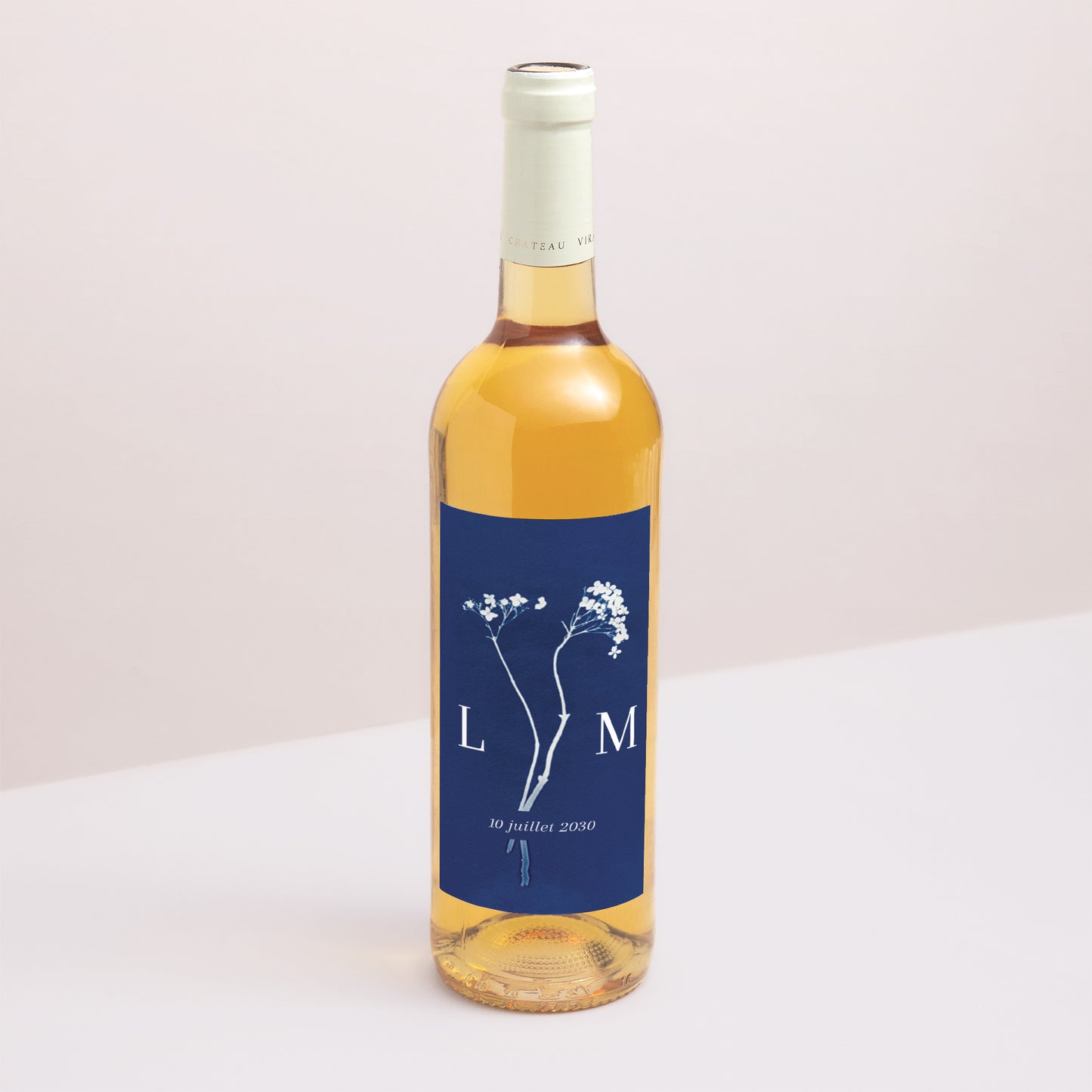 Etiquette bouteille Mariage Portrait cyanotype photo N° 1