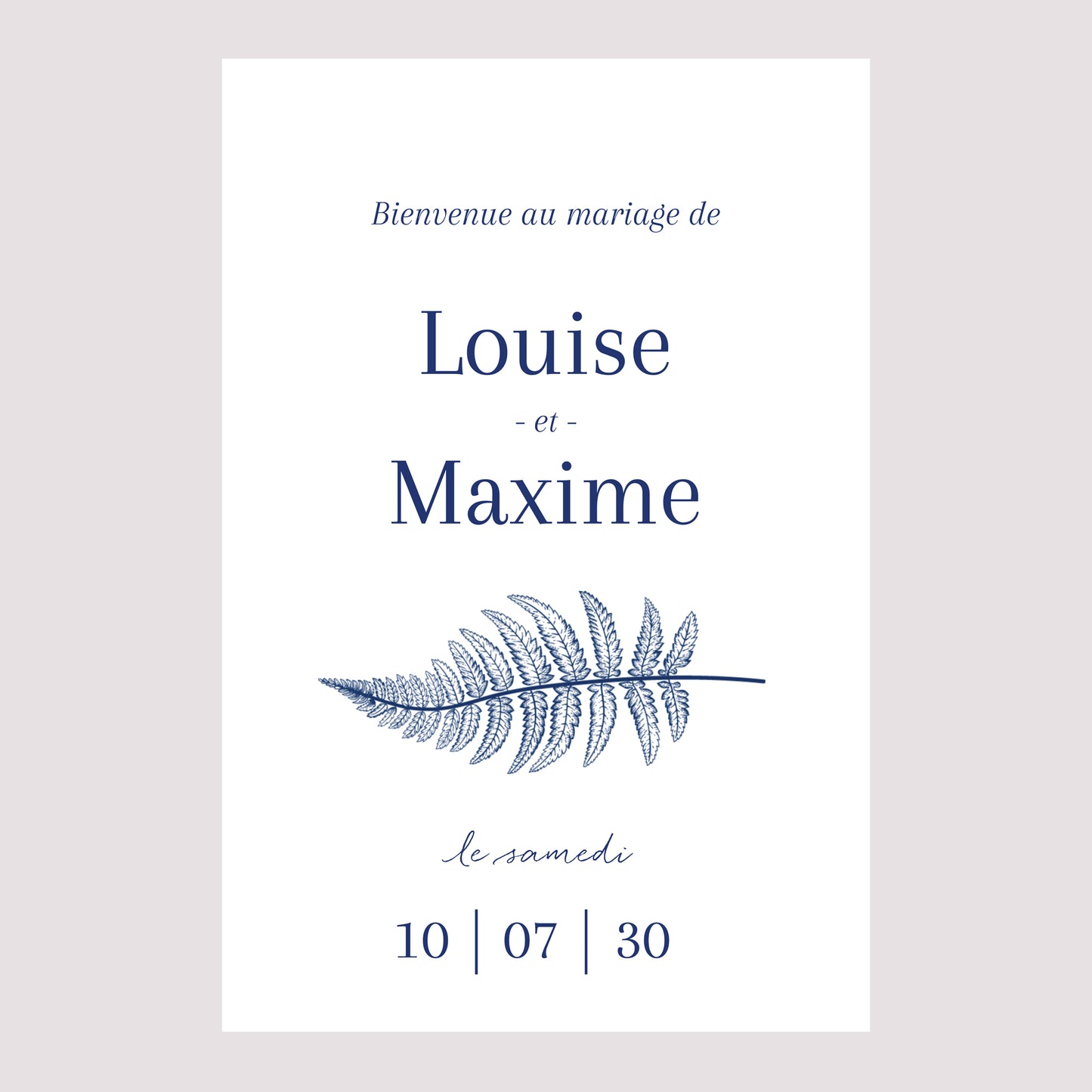 Panneau bienvenue Mariage Portrait 60 x 90 cm Cyanotype photo N° 2