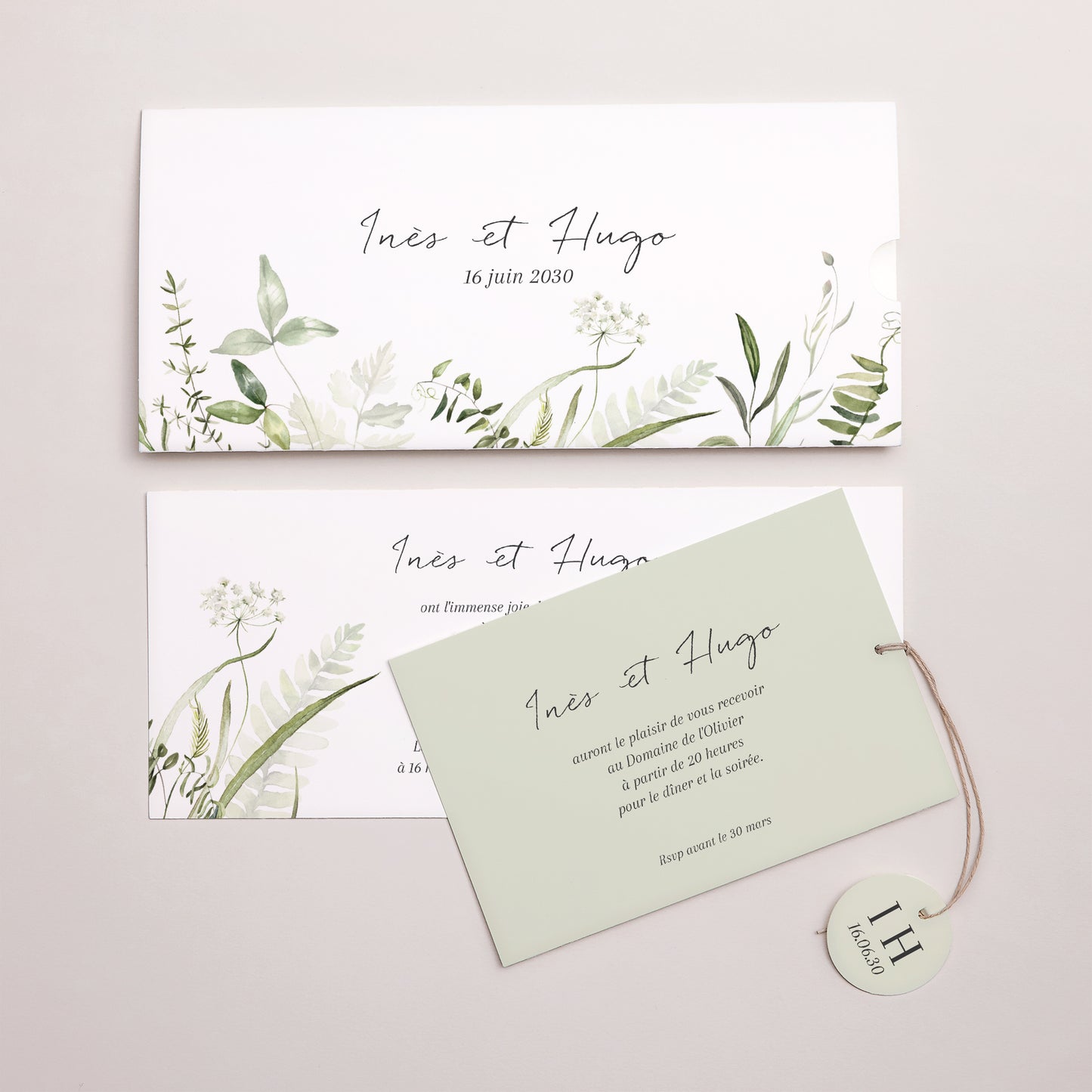 Faire-part Mariage Pochette 2 cartes, étiquette Séraline photo N° 3