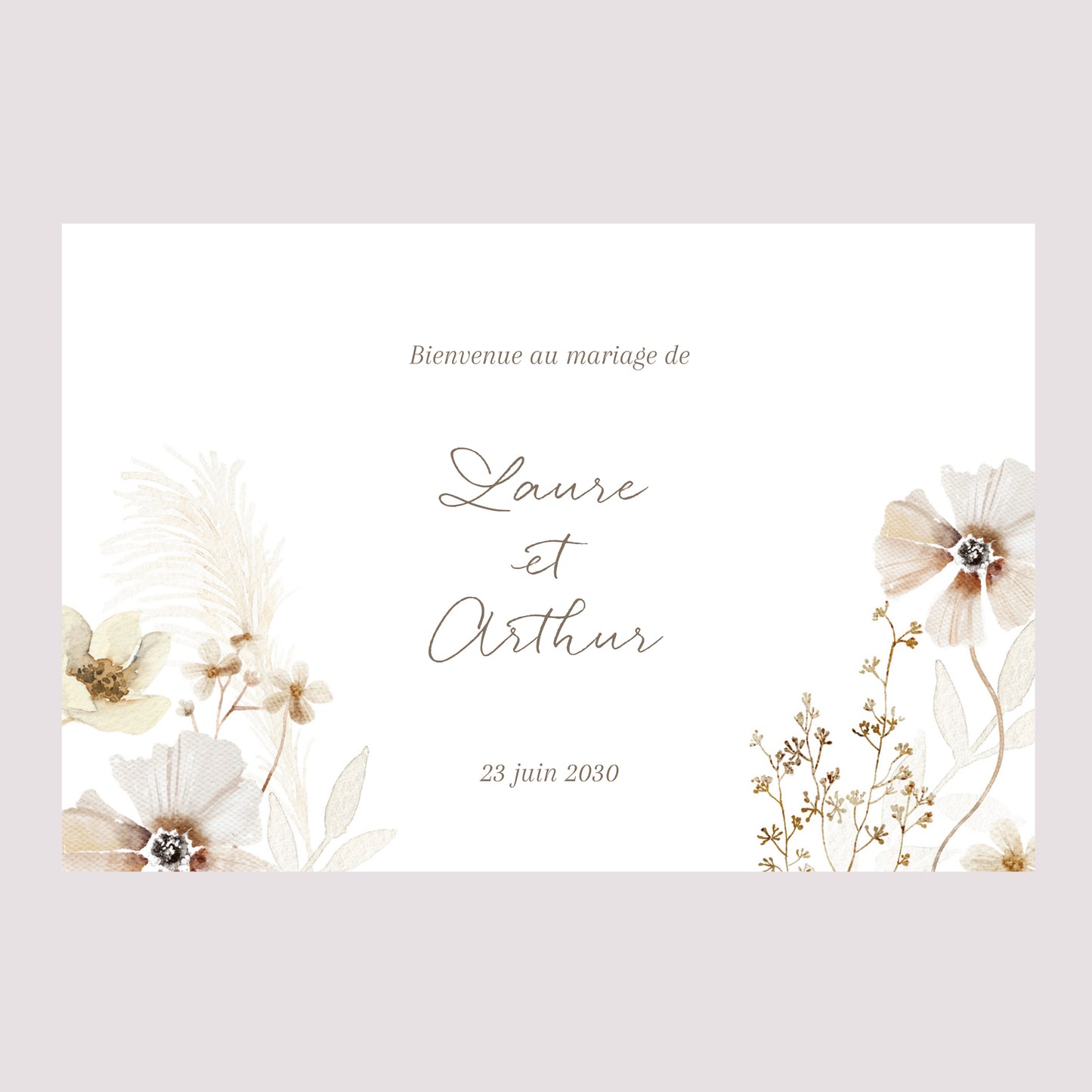 Panneau bienvenue Mariage Paysage 90 x 60 cm Camélise photo N° 2