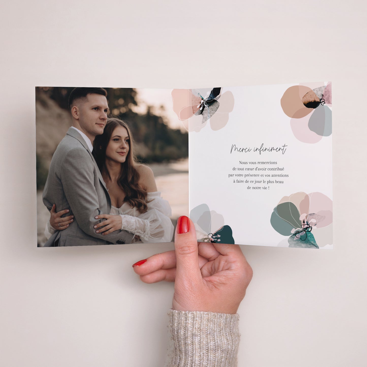 Remerciements Mariage Carré double volet Brunelle photo N° 2