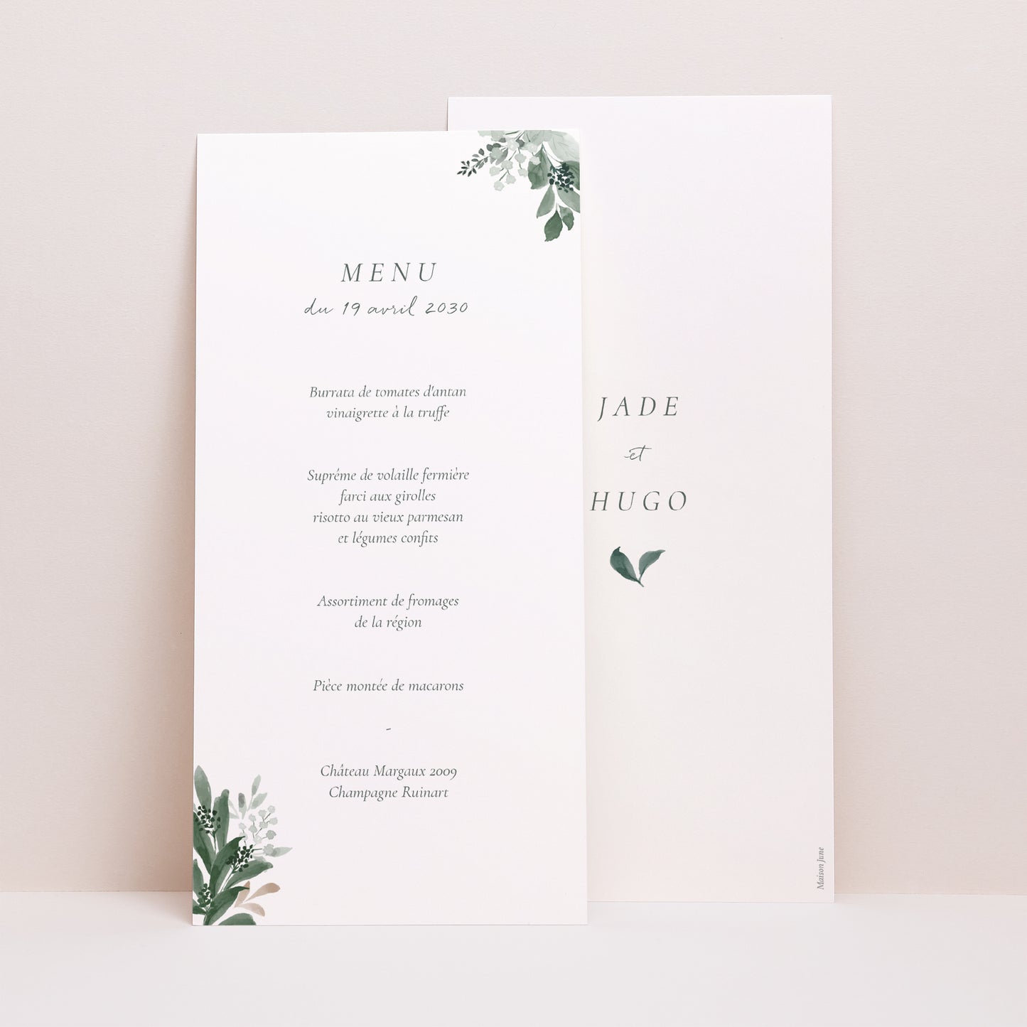 Menu Mariage Panoramique portrait Couronne végétale photo N° 1