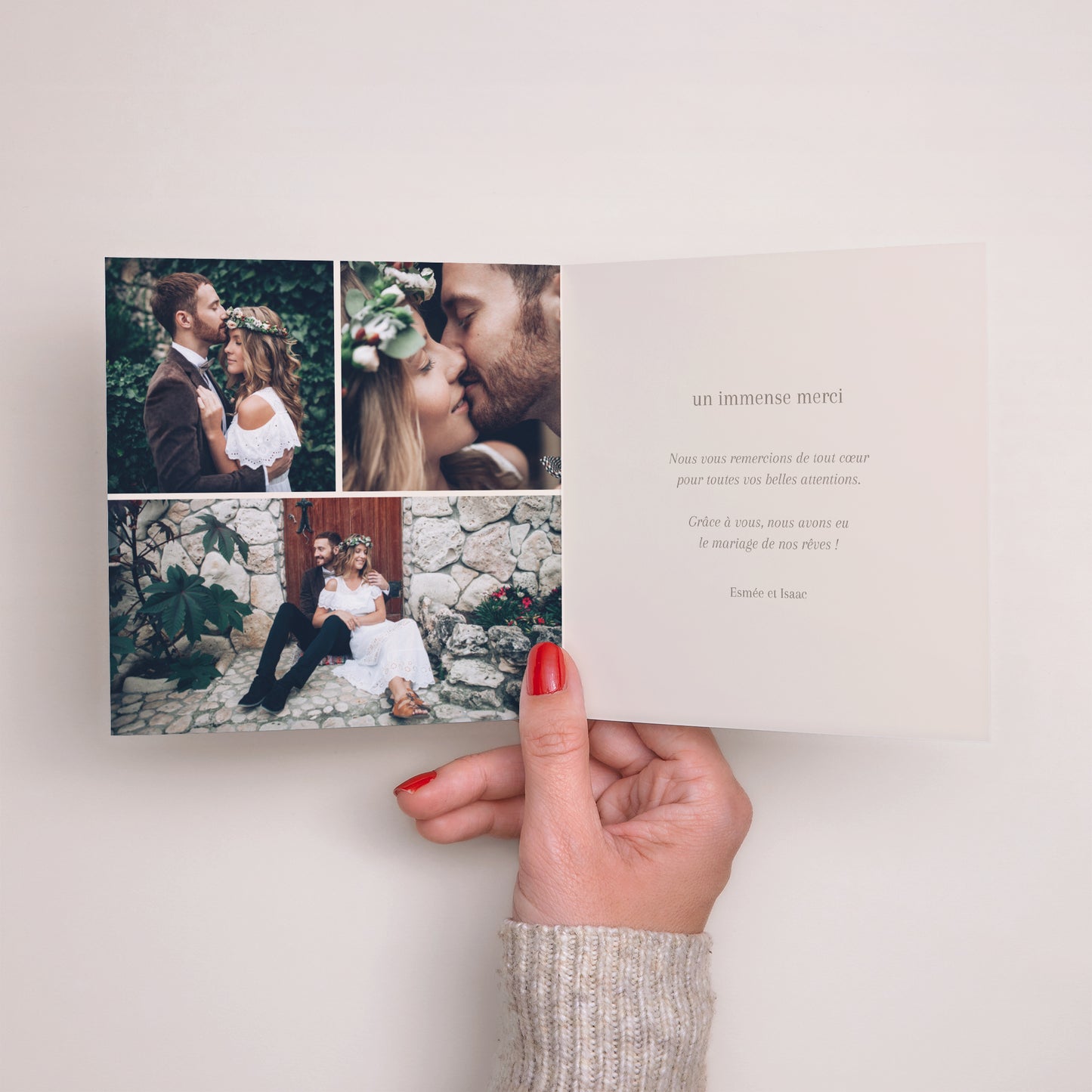 Remerciements Mariage Carré double volet Fleurs d'été photo N° 2