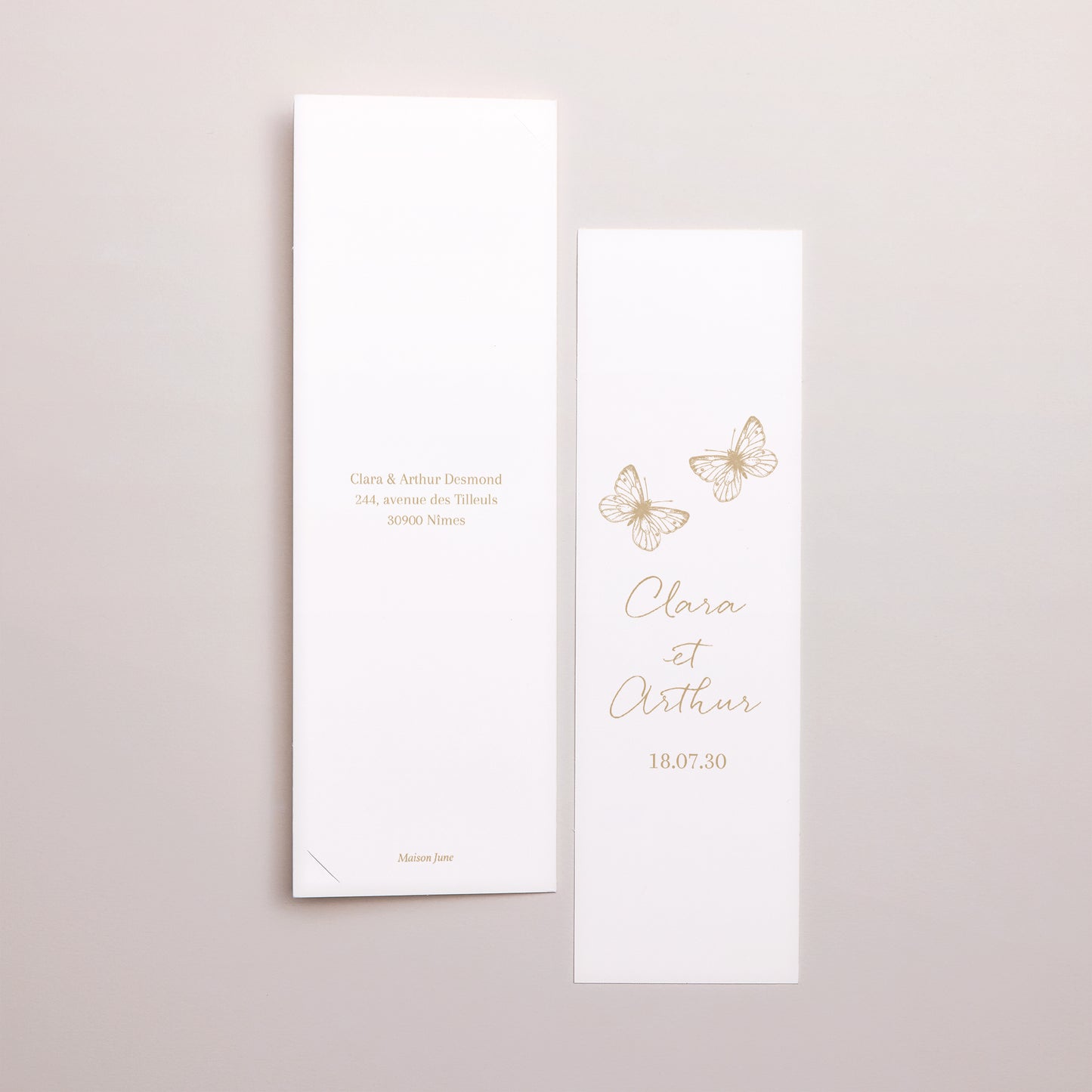 Remerciements Mariage Marque-page photo Herbier doré photo N° 3