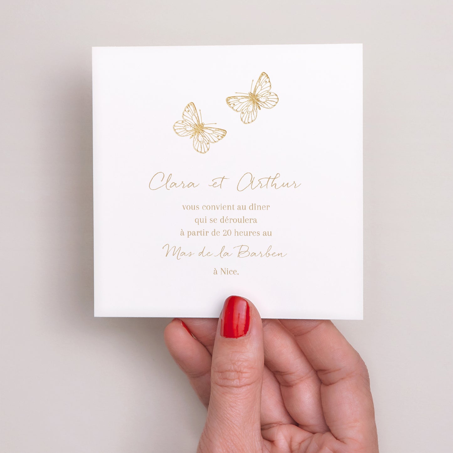 Invitations Mariage Carré Herbier doré photo N° 2