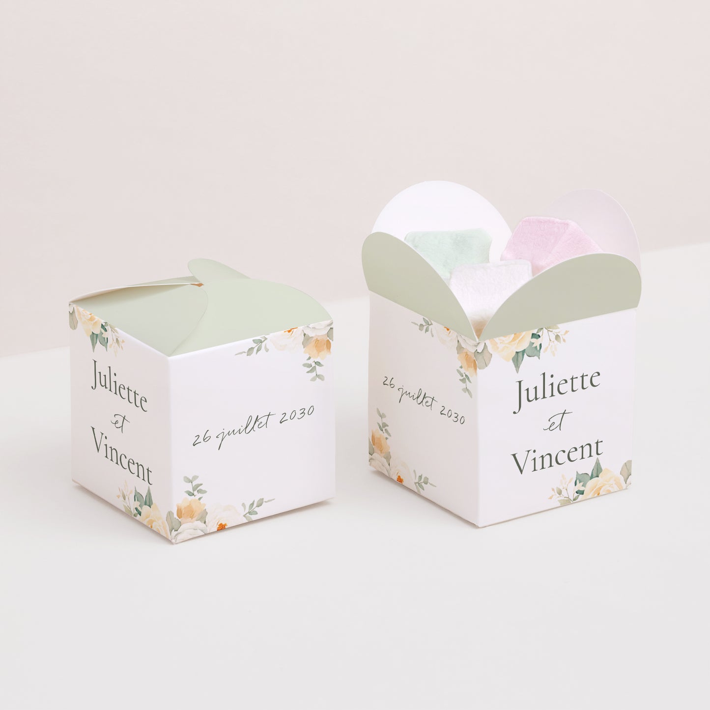 Boîte à dragées Mariage Ouverture papillon Bouquet romantique photo N° 2