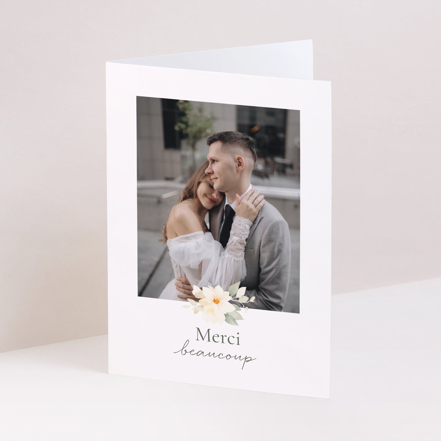 Remerciements Mariage Portrait double volet Bouquet romantique photo N° 1