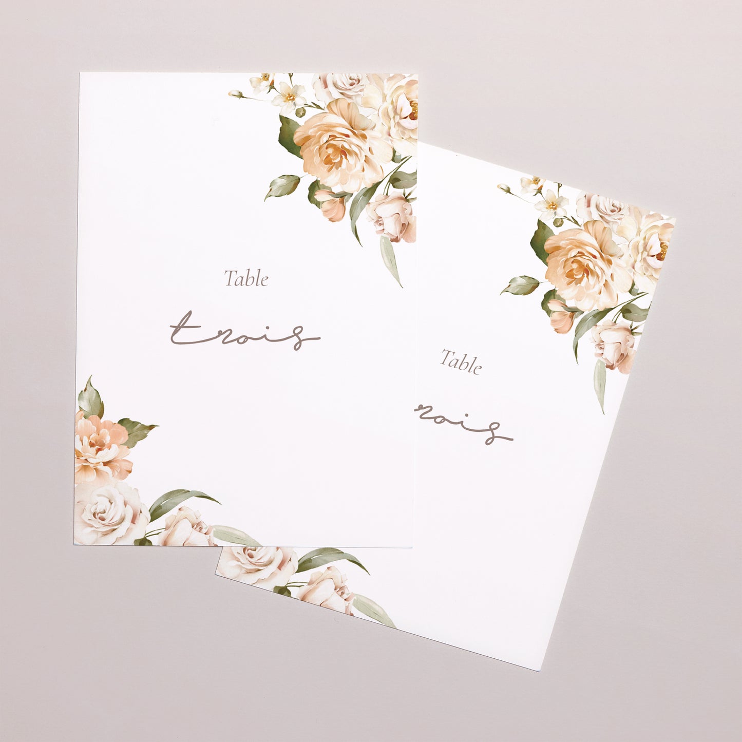 Marque table Mariage Rectangle Fleurs pêche photo N° 2