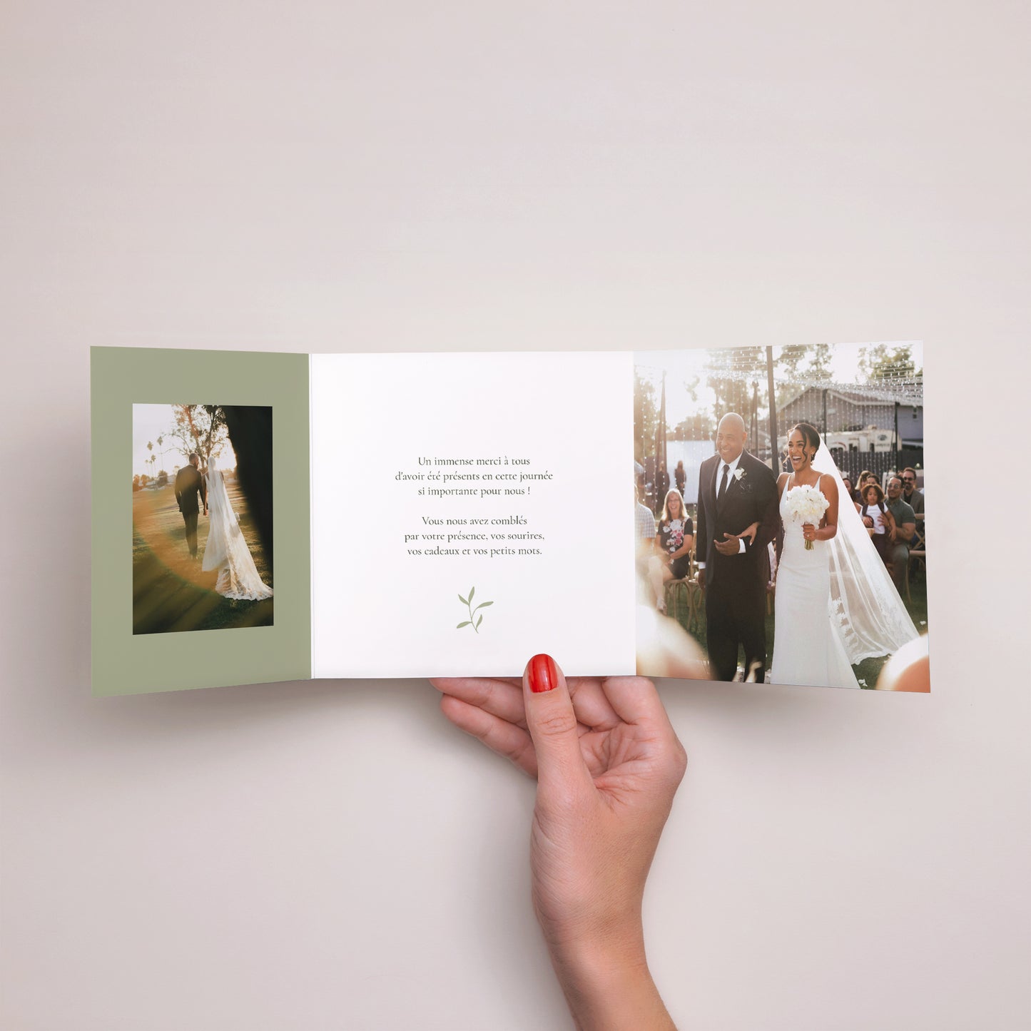 Remerciements Mariage Triptyque asymétrique Brin romantique III photo N° 2