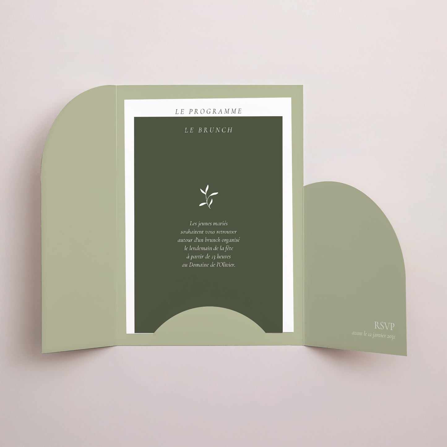 Faire-part Mariage Pochette 2 cartes Brin romantique III photo N° 3