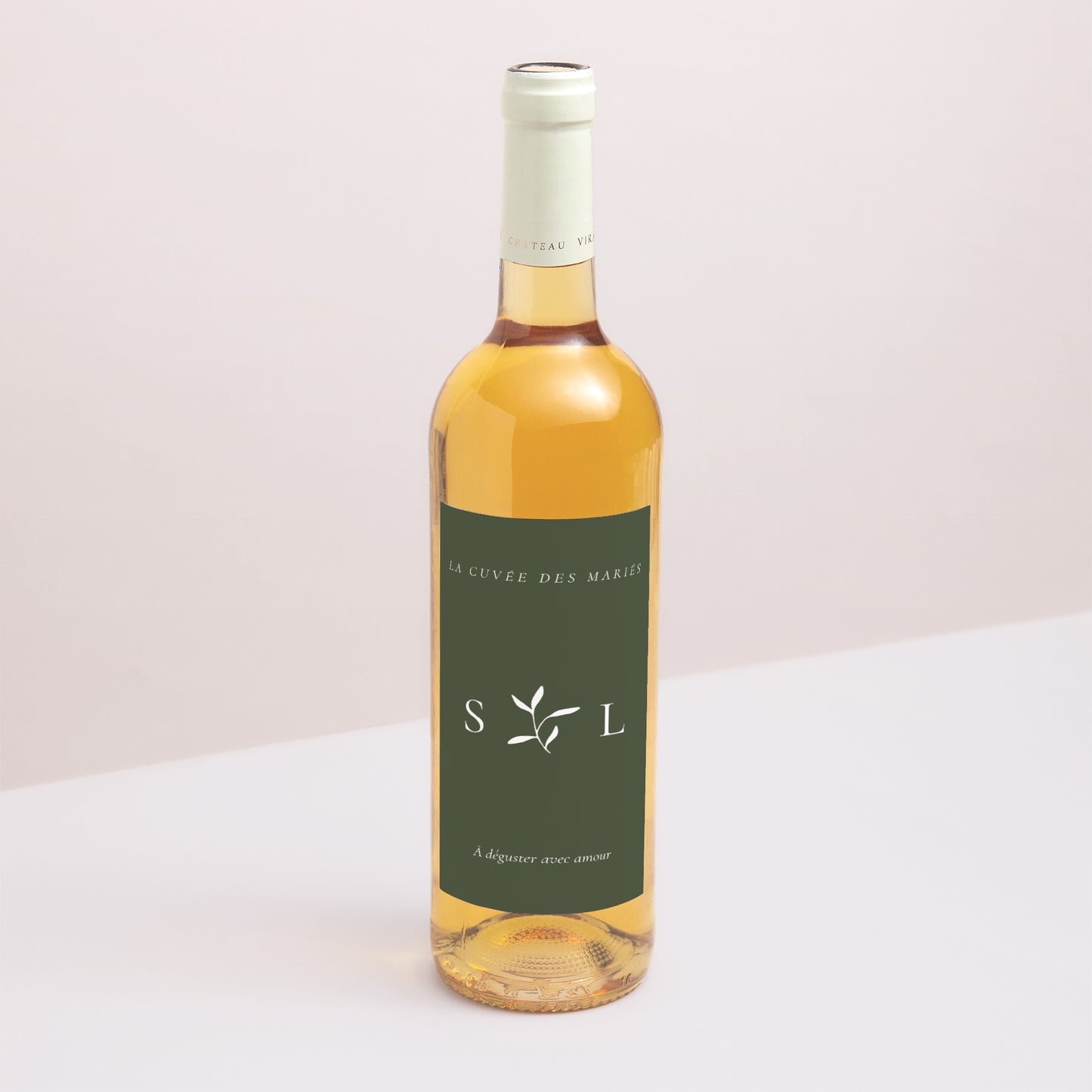 Etiquette bouteille Mariage Portrait Brin romantique III photo N° 1