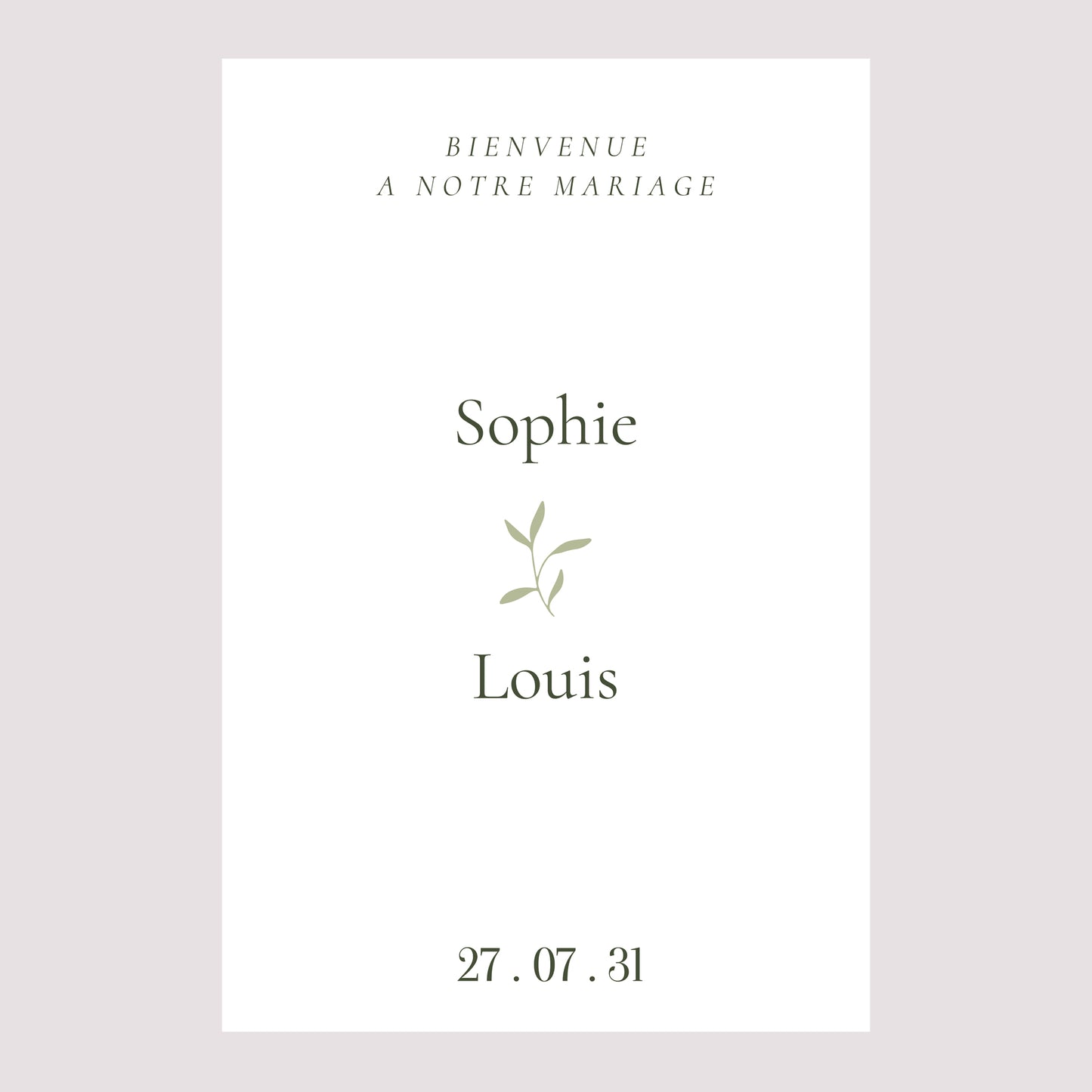 Panneau bienvenue Mariage Portrait 60 x 90 cm Brin Romantique III photo N° 2