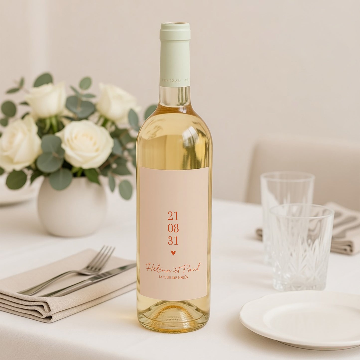 Etiquette bouteille Mariage Portrait Amour toujours photo N° 2