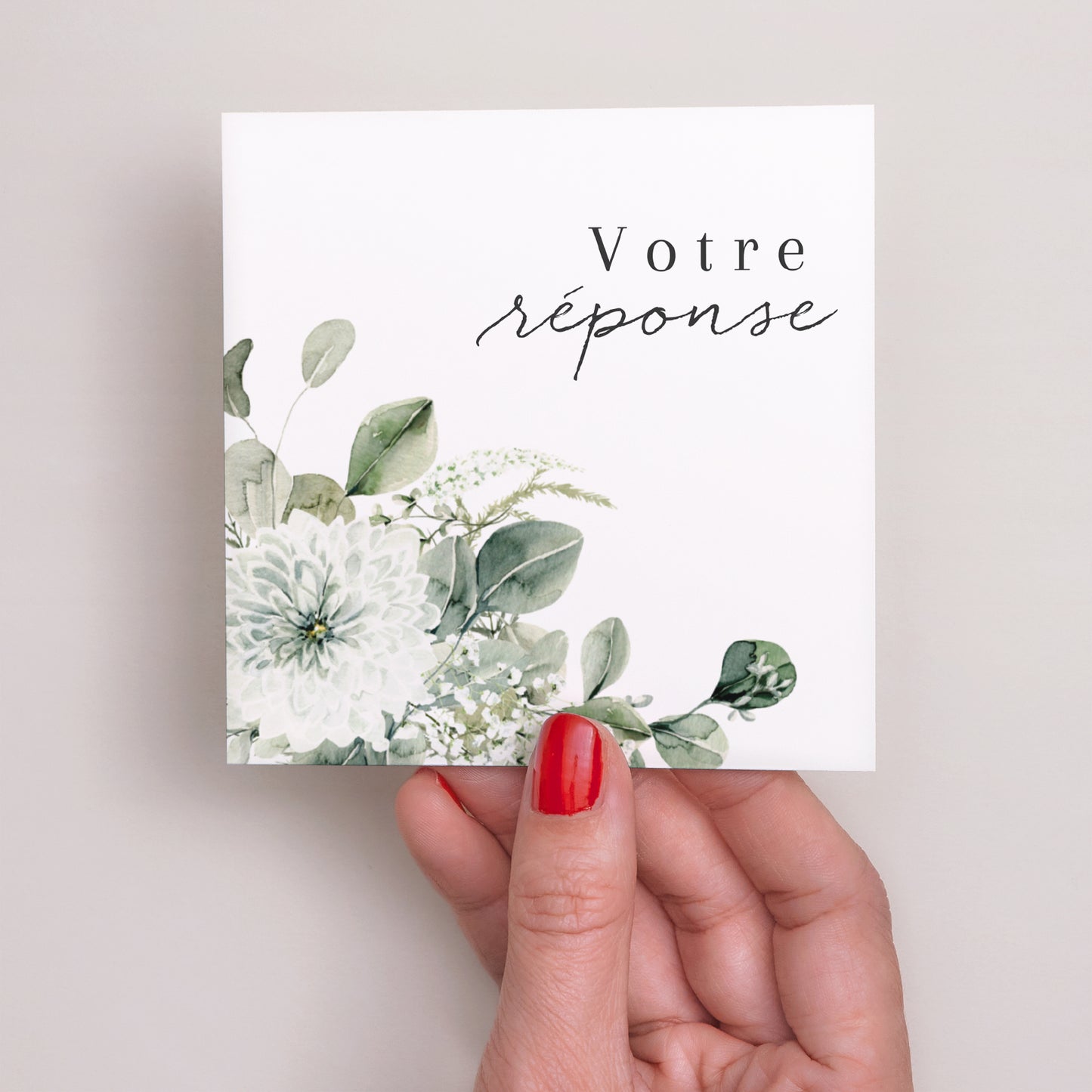 Carton réponse Mariage Carré Naturel Romantique photo N° 2