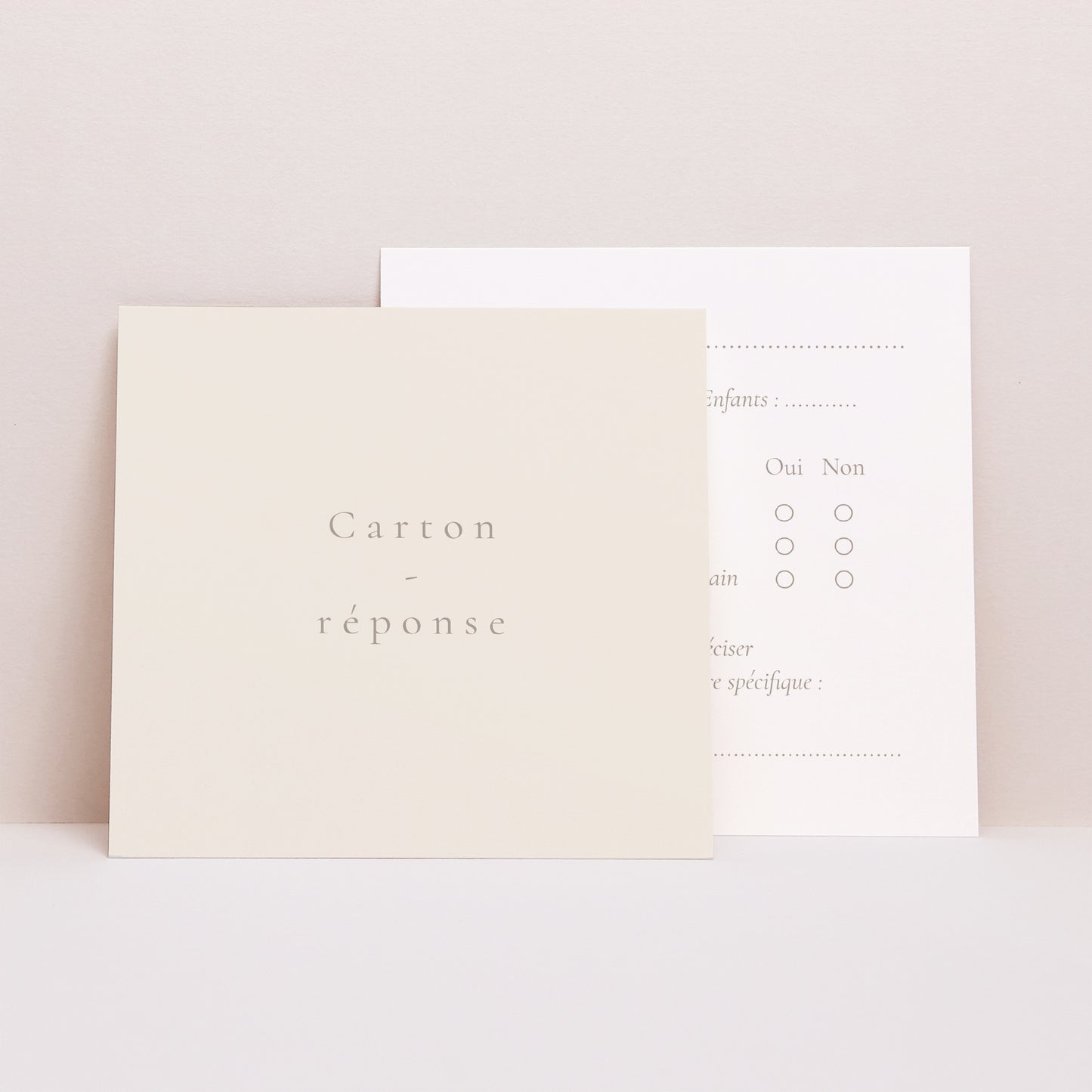 Carton réponse Mariage Carré Fleurs séchées blanches photo N° 1