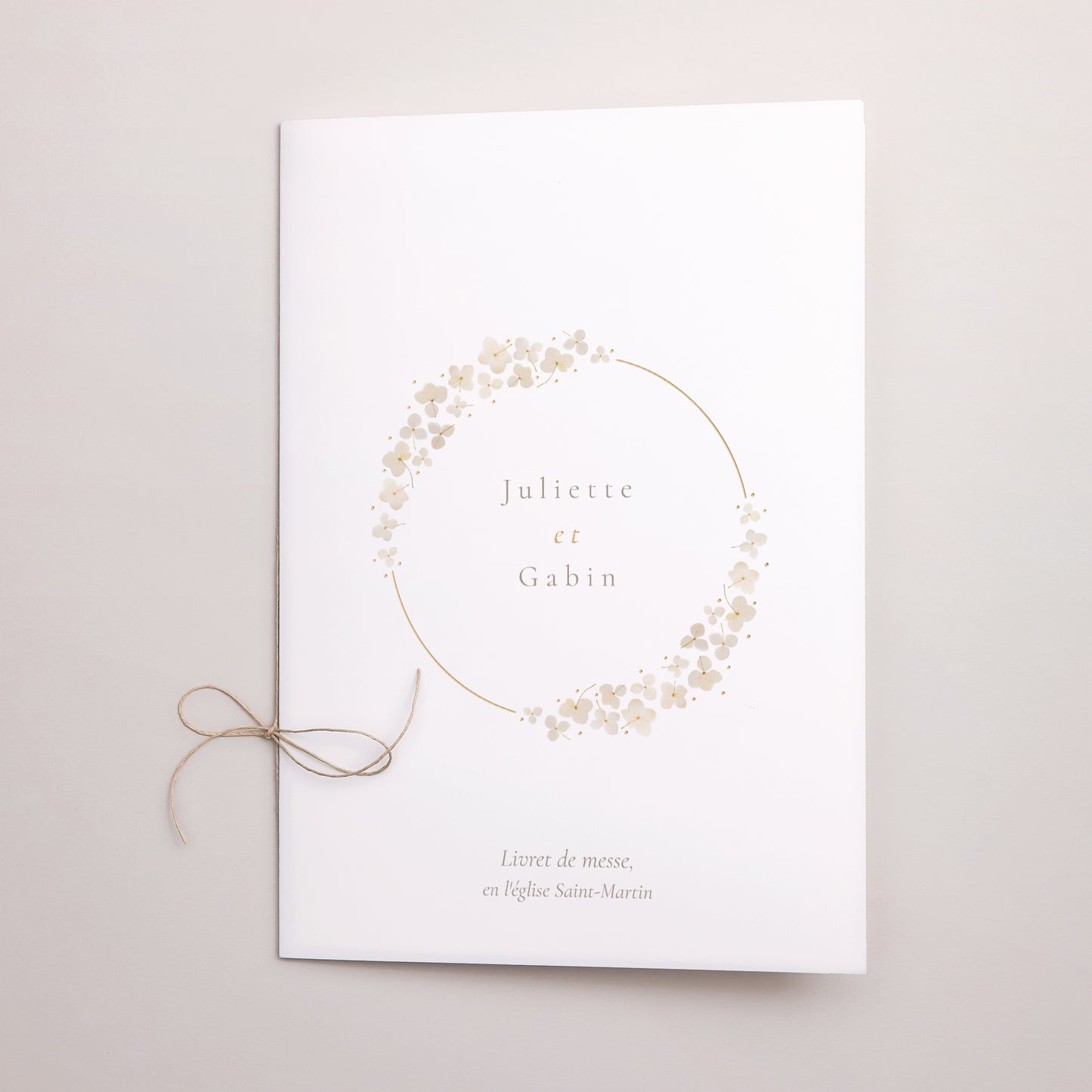 Livret de messe Mariage Double volet Fleurs séchées blanches photo N° 1
