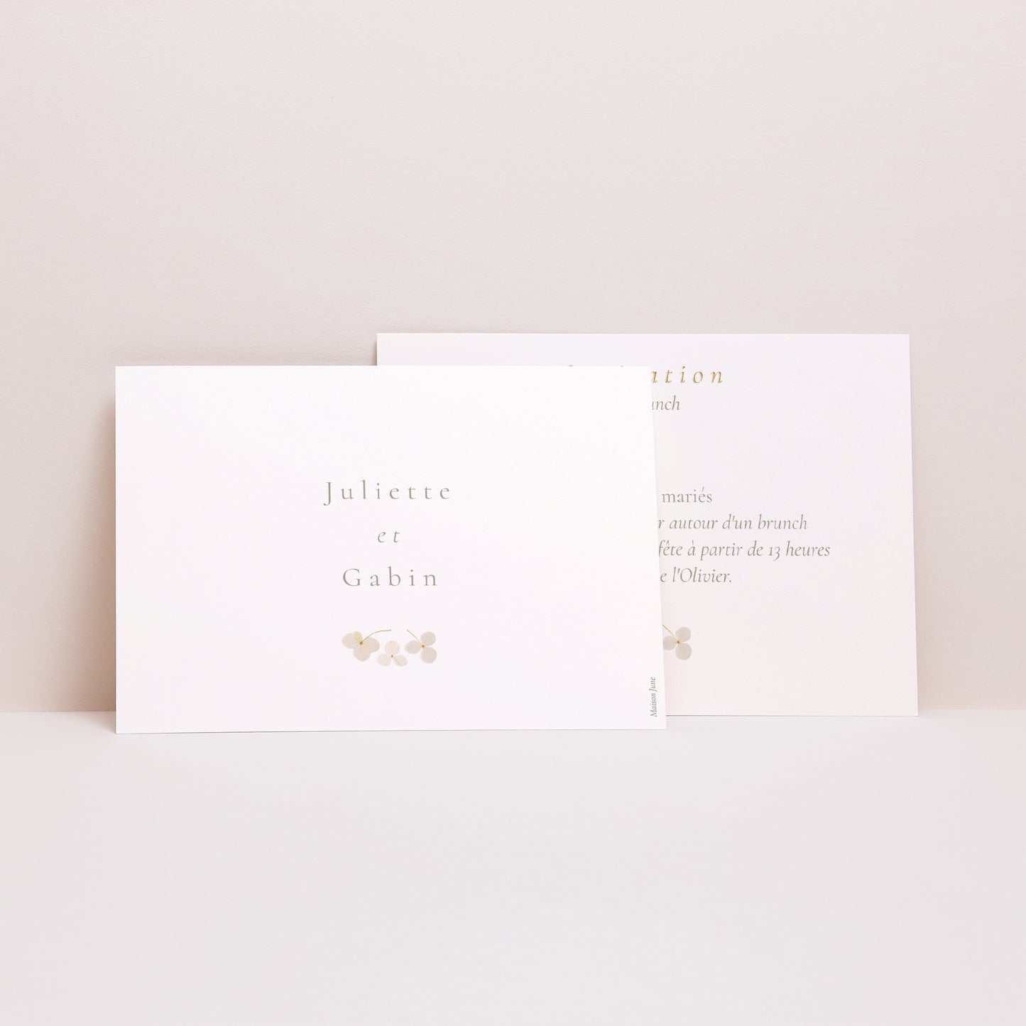 Invitations Mariage Paysage Fleurs séchées blanches photo N° 2