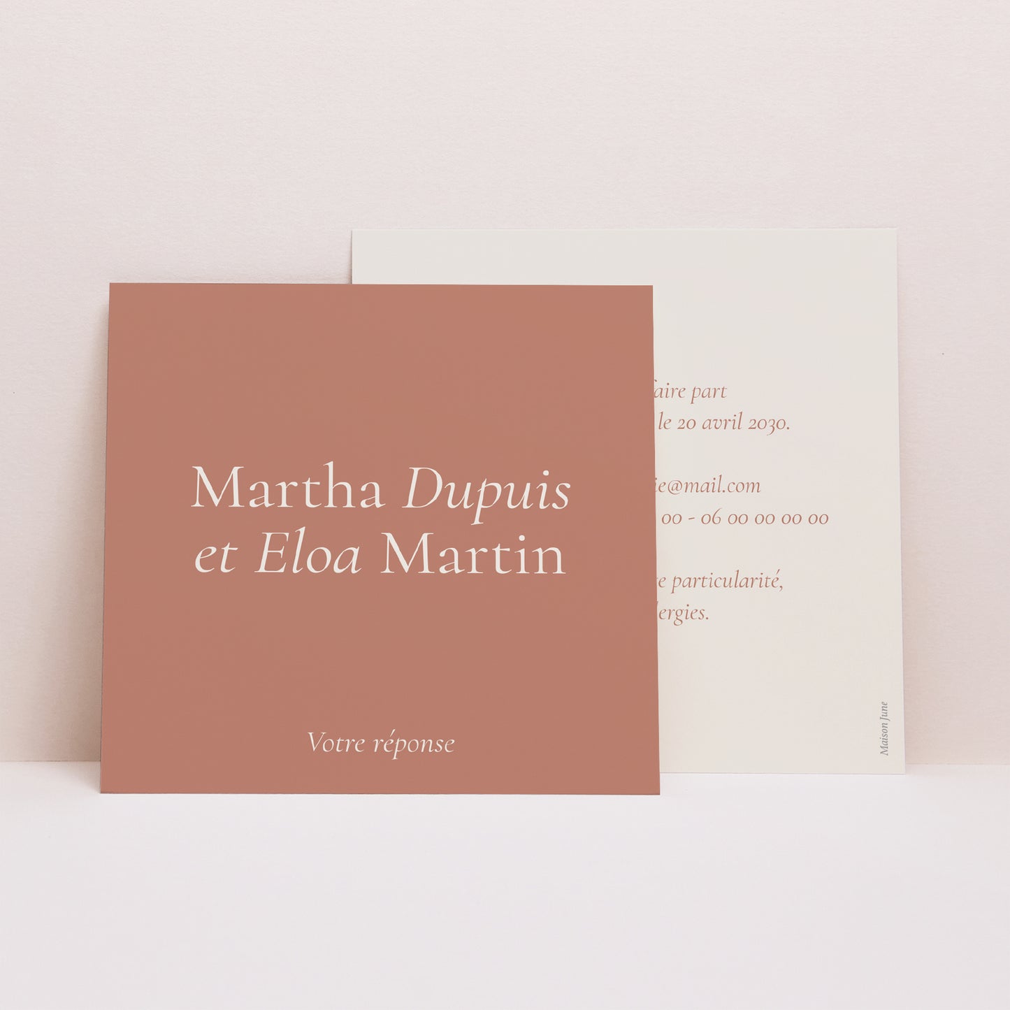 Carton réponse Mariage Carré Typographie élégante II photo N° 1