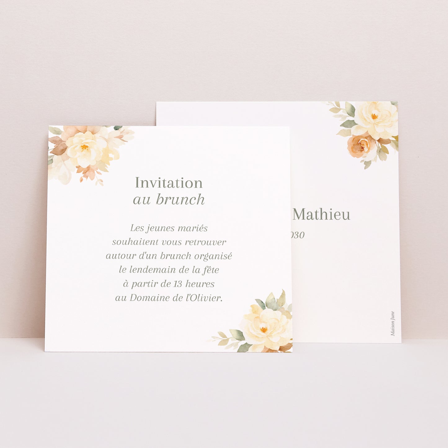 Invitations Mariage Carré Trio romantique photo N° 1