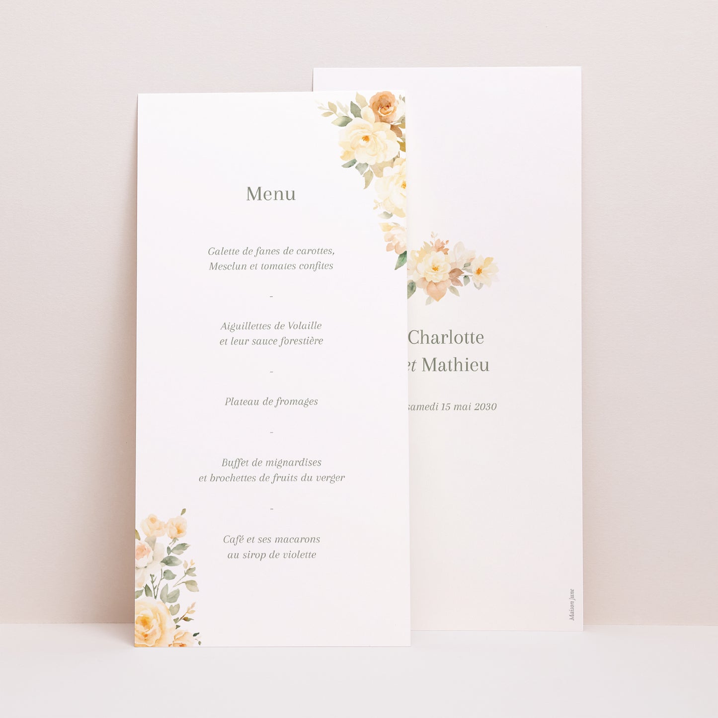 Menu Mariage Panoramique portrait Trio romantique photo N° 1