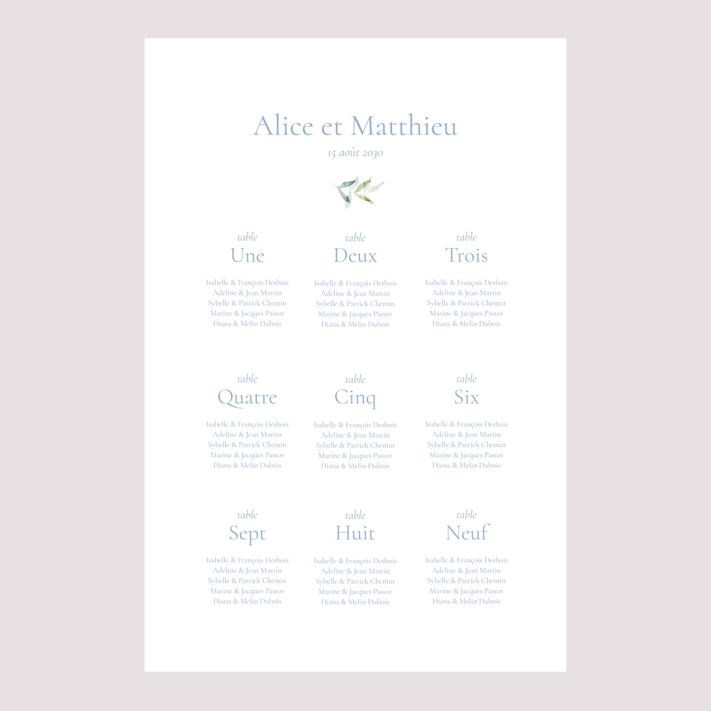 Plan de table Mariage Portrait Emblème vintage photo N° 2