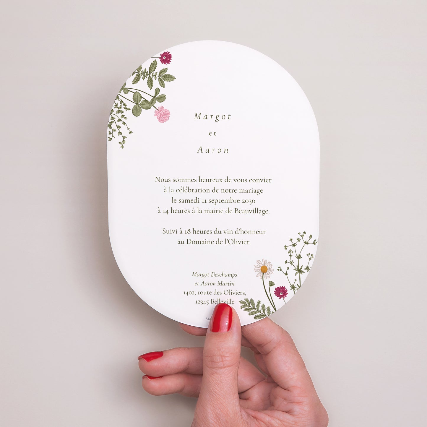 Faire-part Mariage Ovale Couronne vintage photo N° 3