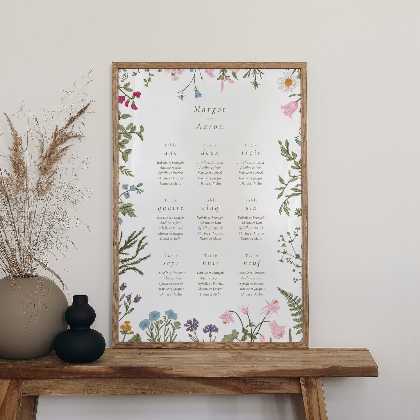 Plan de table Mariage Portrait 60 x 90 cm Couronne vintage photo N° 2