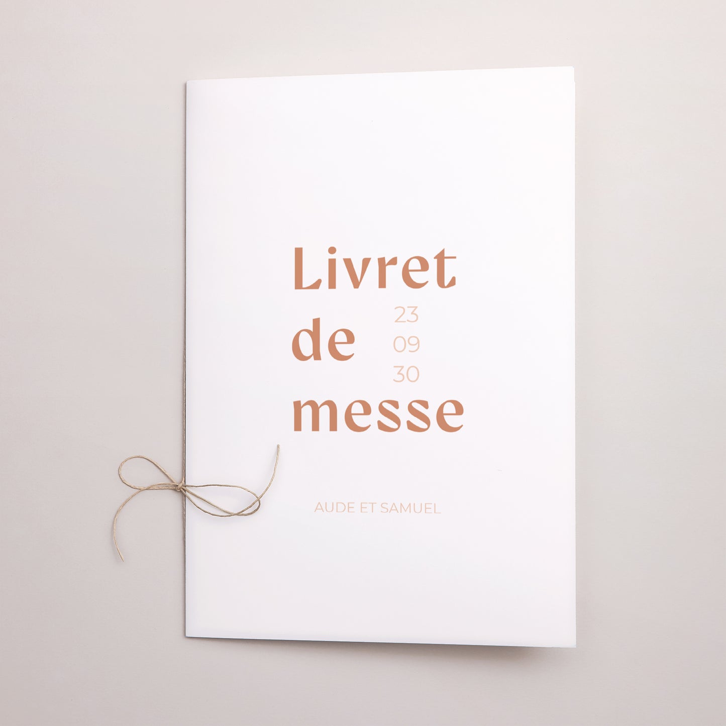 Livret de messe Mariage Double volet Typo terracotta photo N° 1