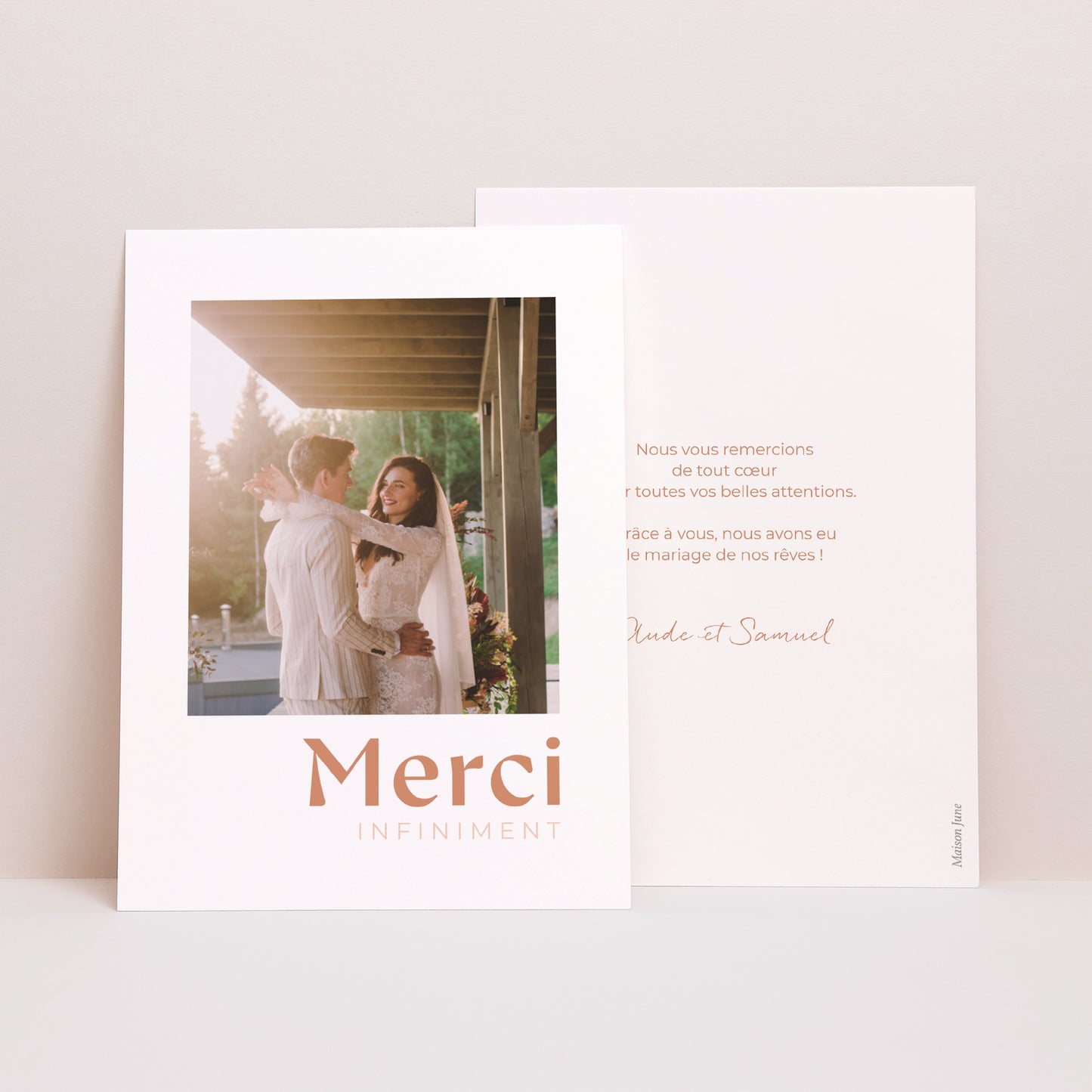 Remerciements Mariage Portrait Typo terracotta photo N° 1