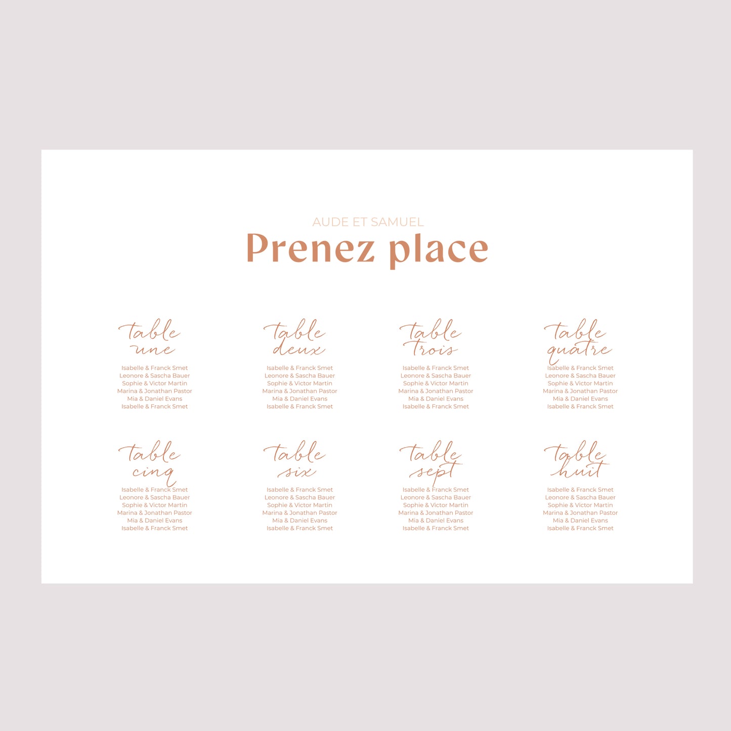 Plan de table Mariage Paysage 90 x 60 cm Typo Terracotta photo N° 2