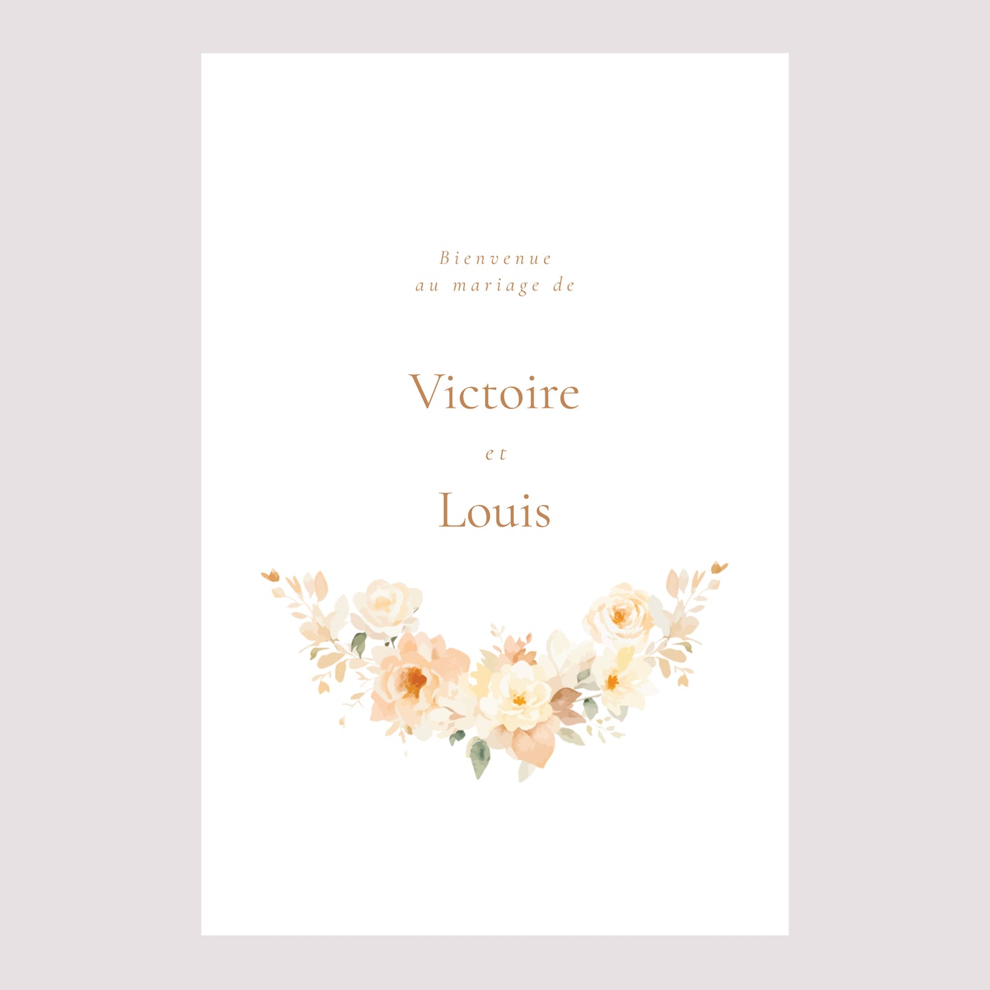 Panneau bienvenue Mariage Portrait 60 x 90 cm Pochette fleurie photo N° 2