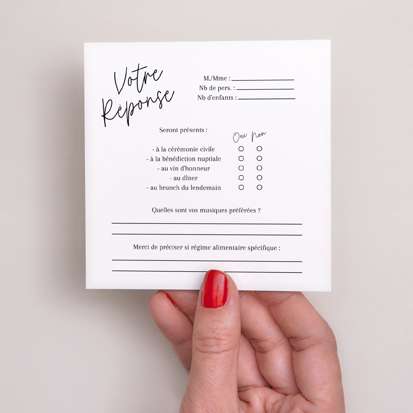 Carton réponse Mariage Carré Pacôme photo N° 3