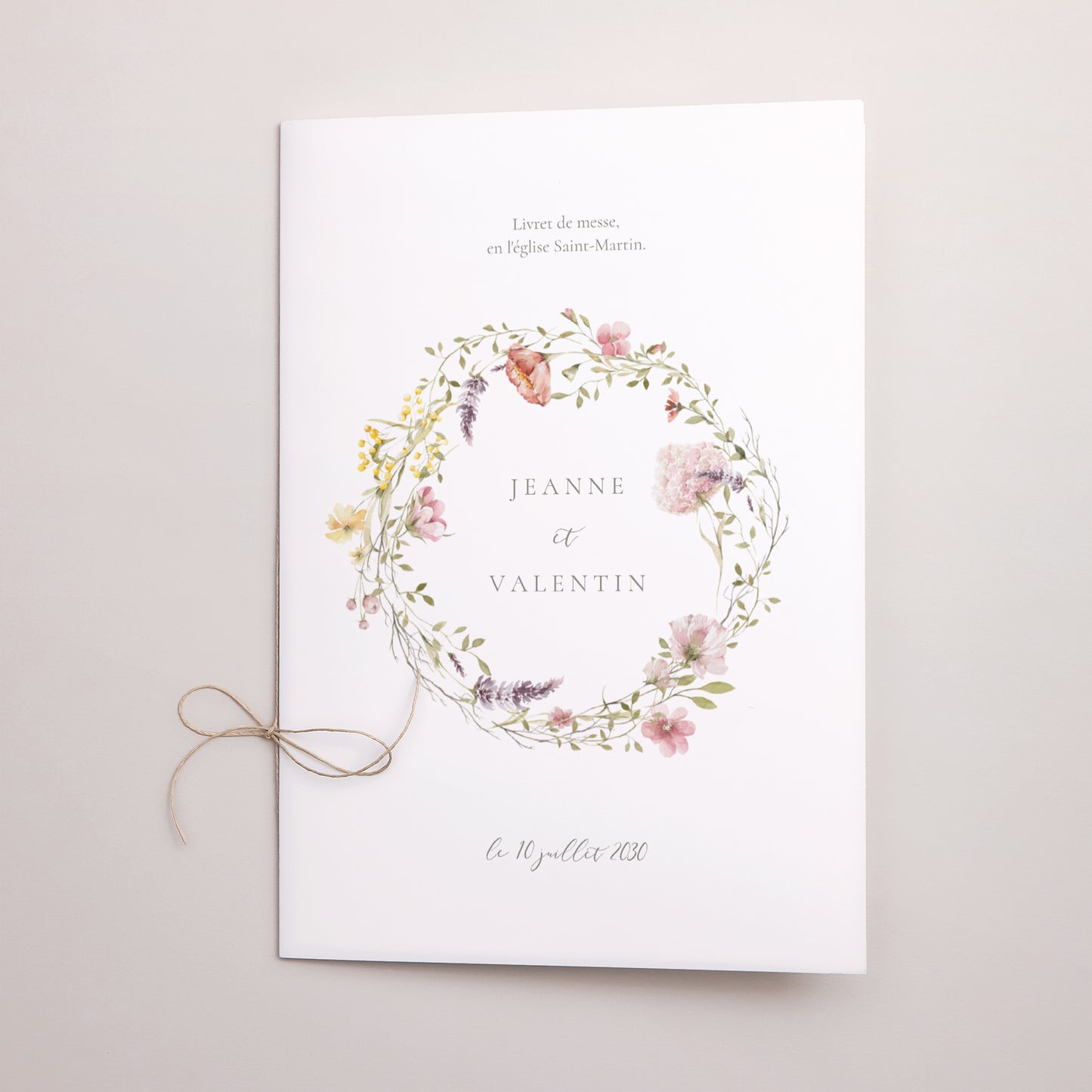Livret de messe Mariage Double volet Couronne fleurie photo N° 1