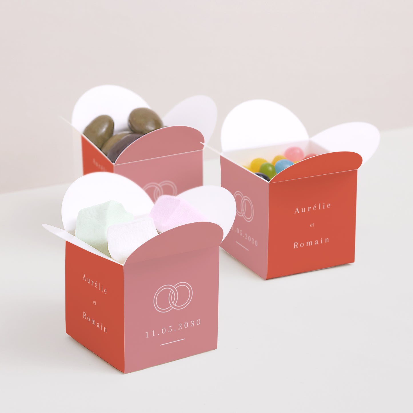 Boîte à dragées Mariage Ouverture papillon Cornaline photo N° 3