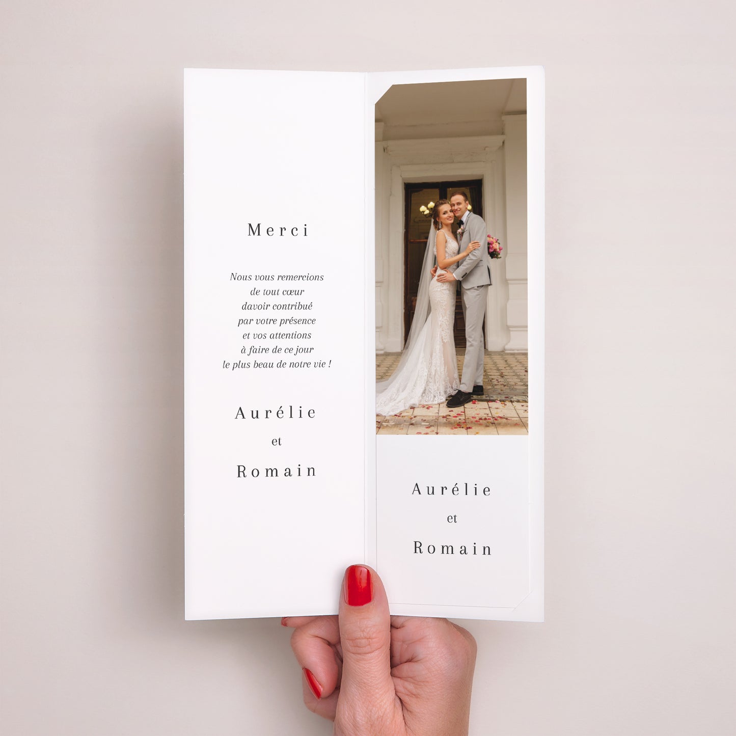 Remerciements Mariage Marque-page photo Cornaline photo N° 2