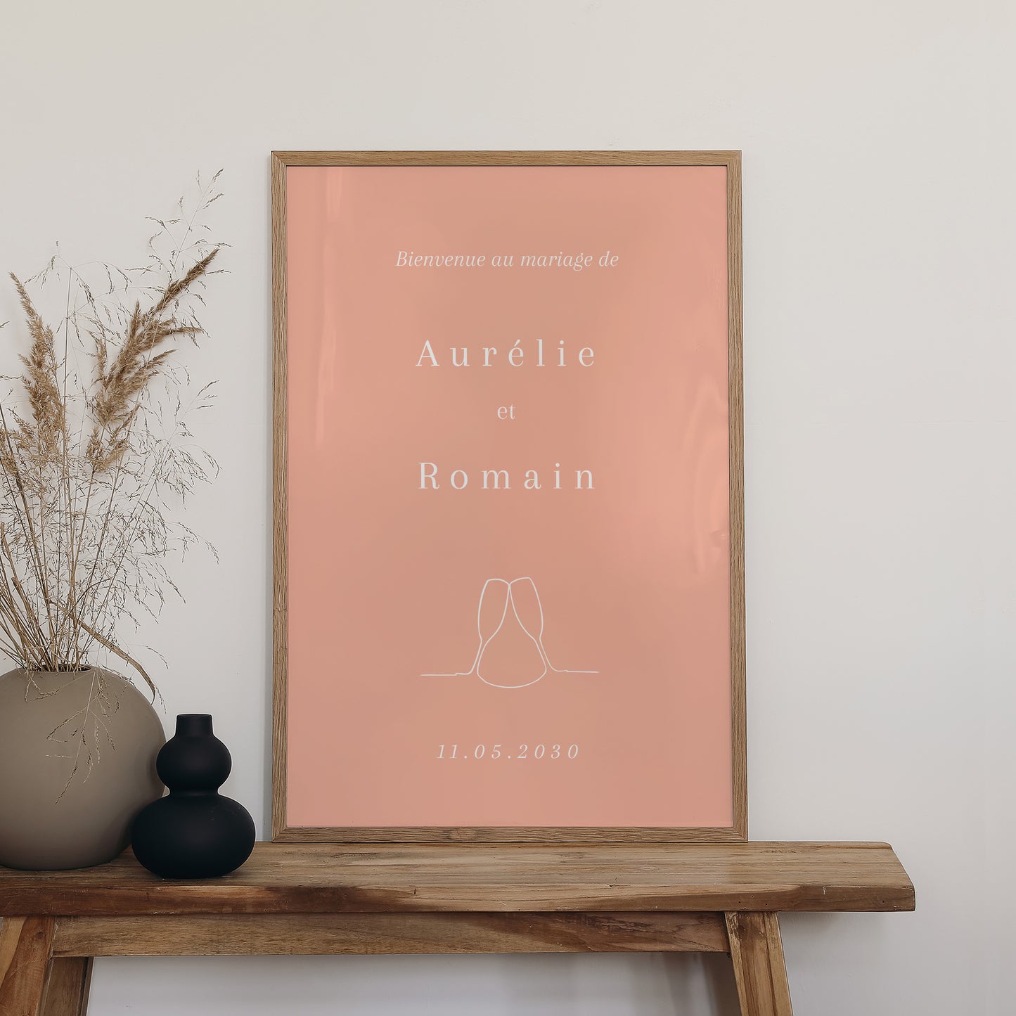 Panneau bienvenue Mariage Portrait 60 x 90 cm Cornaline photo N° 2