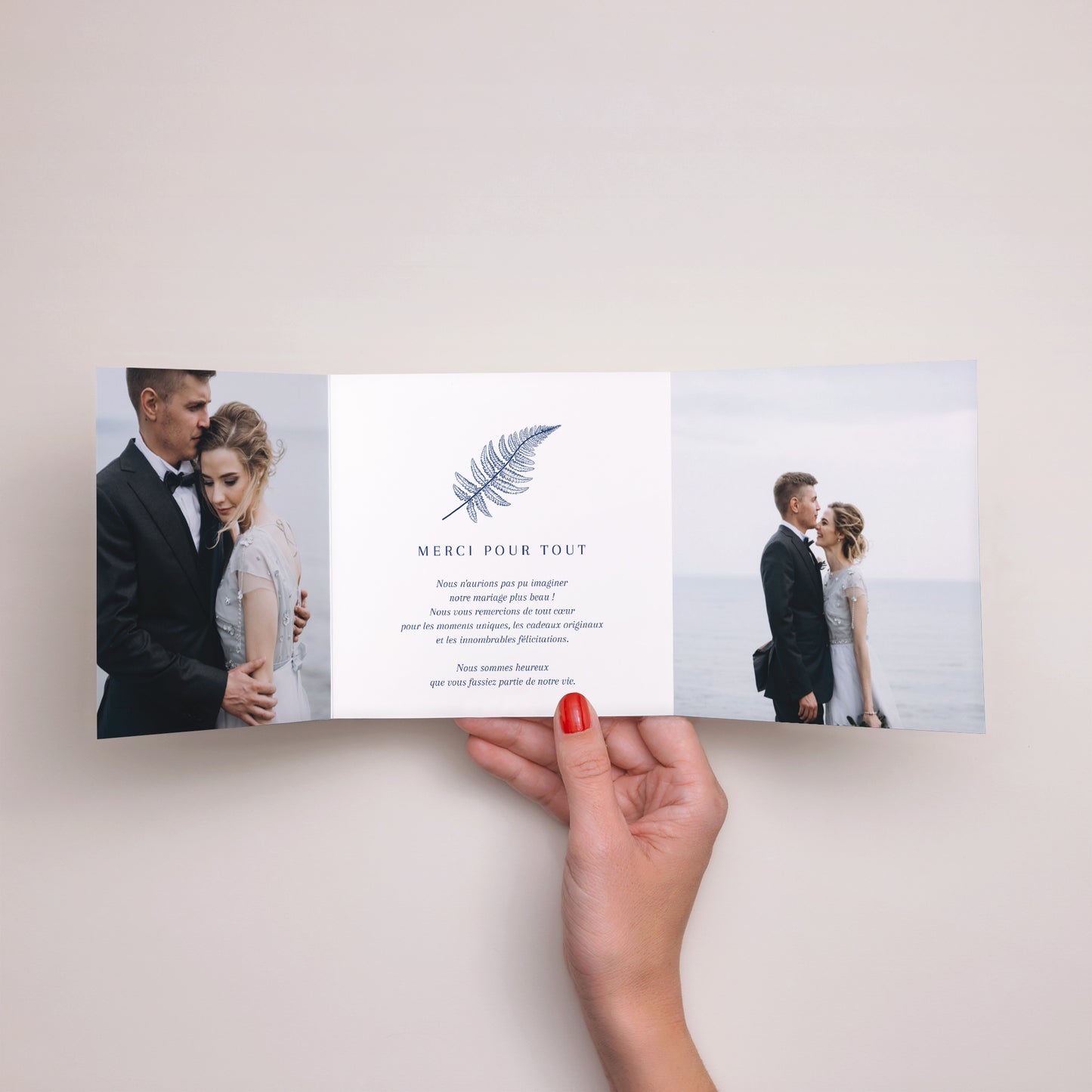 Remerciements Mariage Triptyque asymétrique Cyanotype II photo N° 2